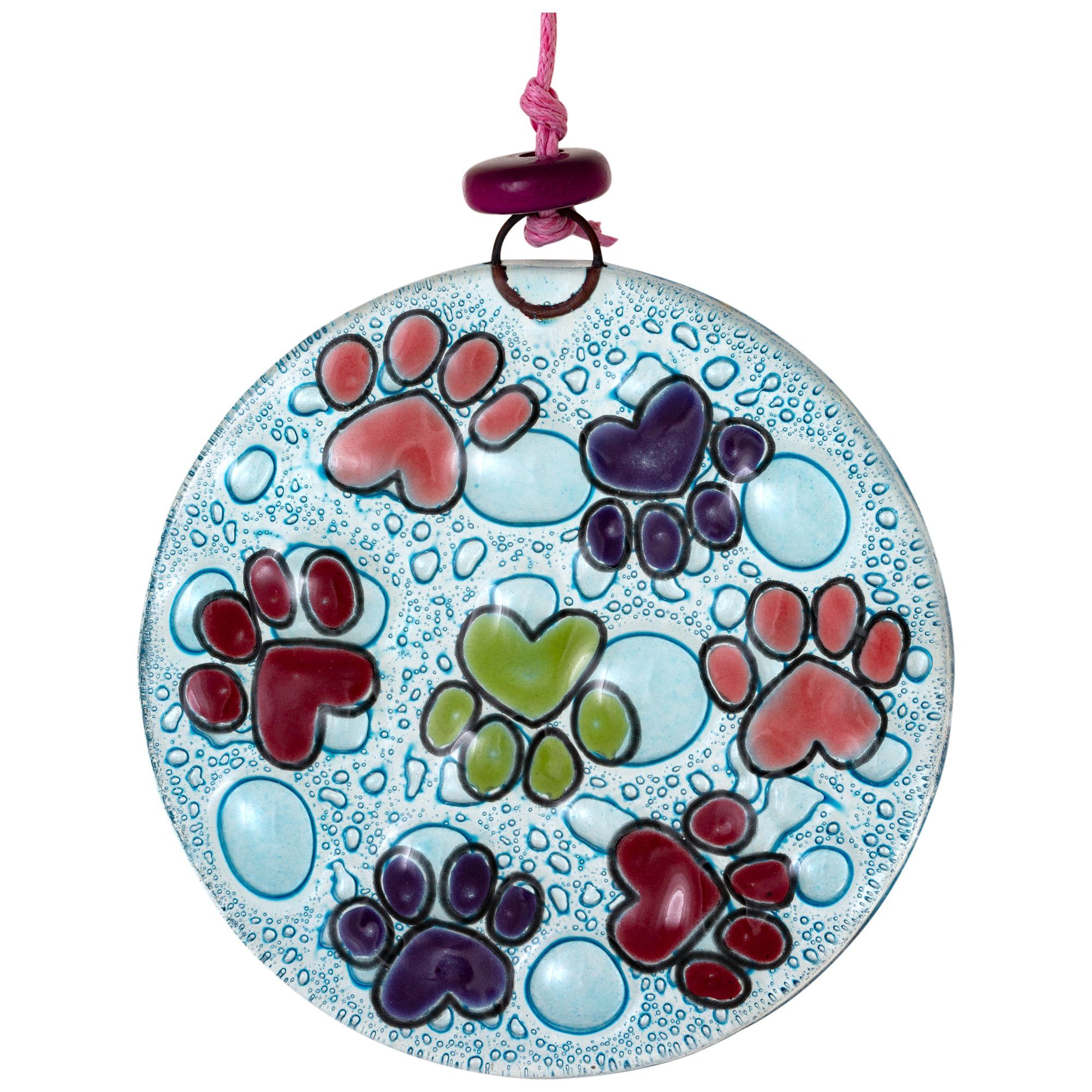 Premium Painted Paws Recycled Glass Ornament - Handmade Fair-Trade Cat Decor