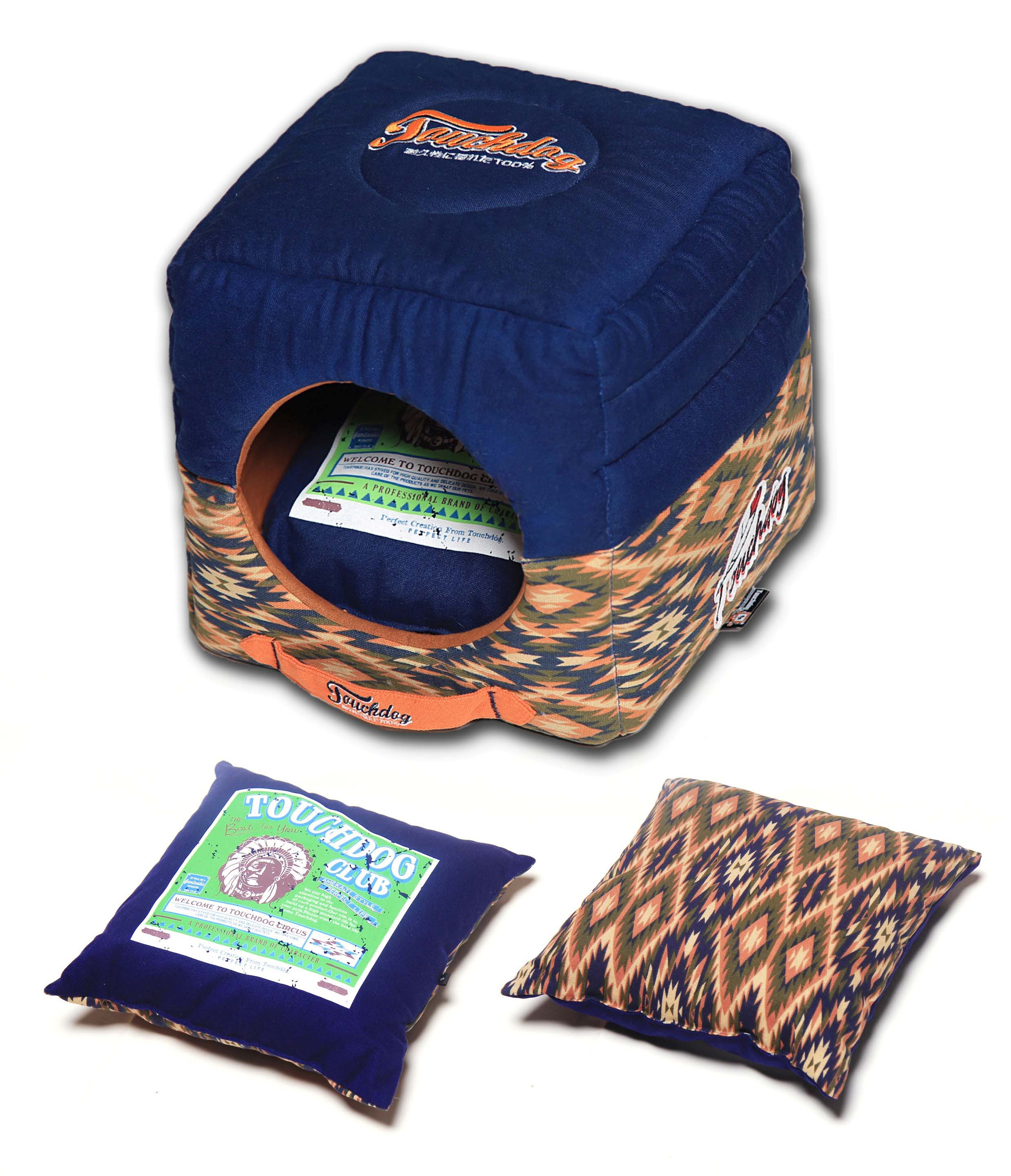 Touchdog? 70's Vintage Tribal Dog House Bed - Premium 2-in-1 Convertible Pet Bed