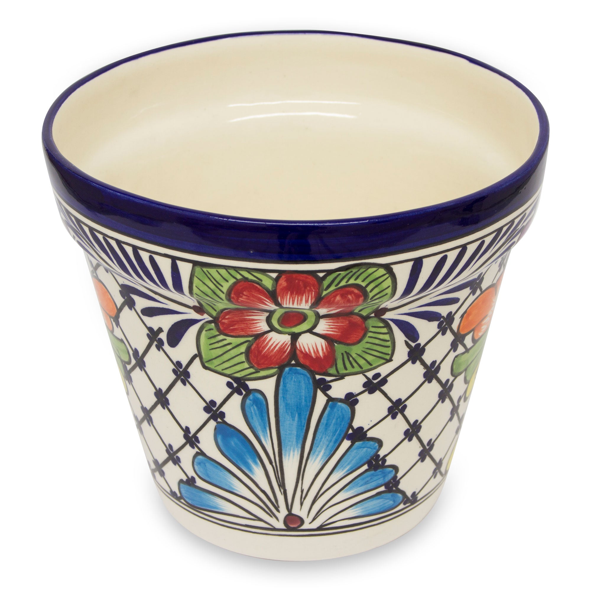 Premium Wild Flowers Majolica Ceramic Planter – Handcrafted Elegance