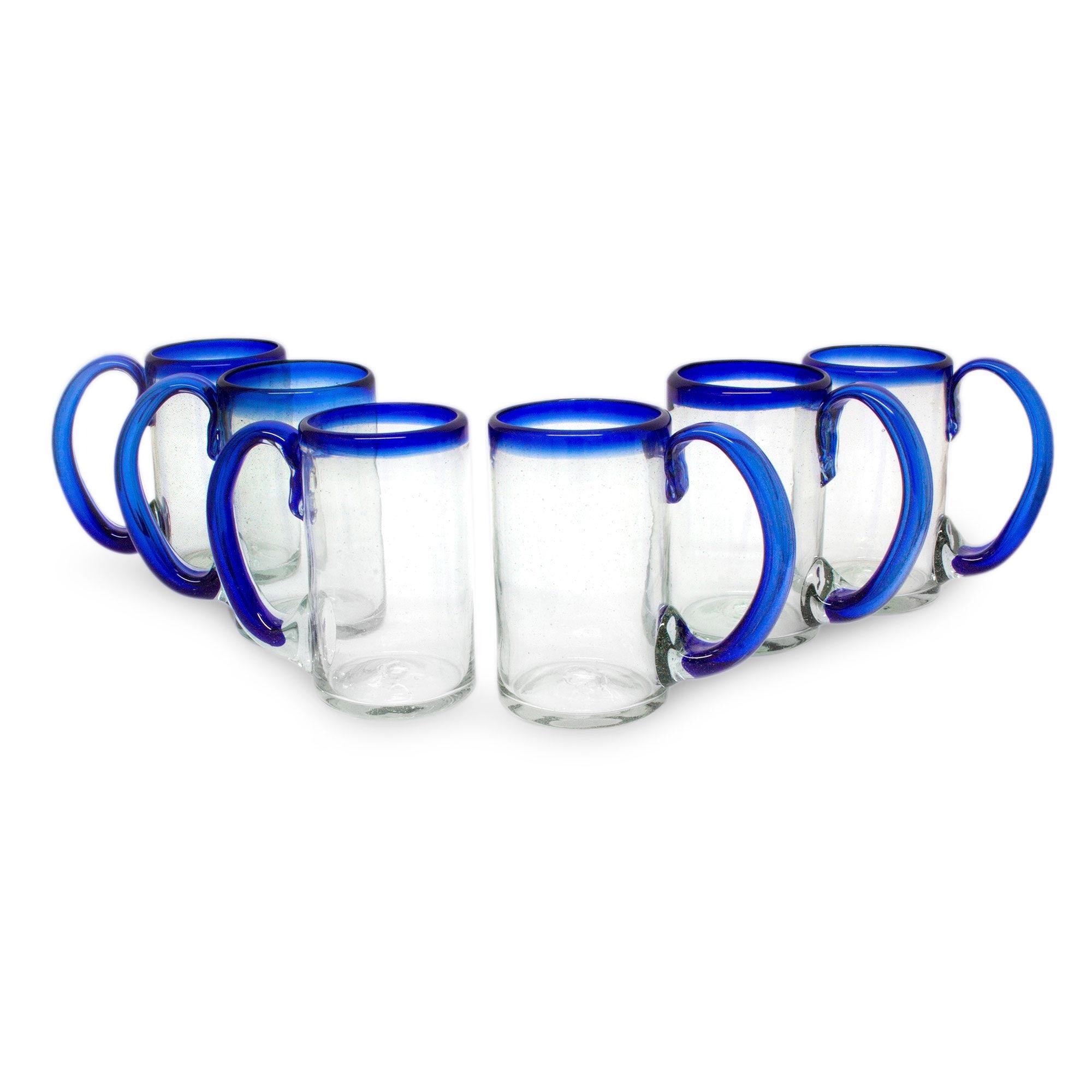 Premium Handcrafted Cobalt Beer Glasses - Set of 6 (Mexican Artisan Collection)