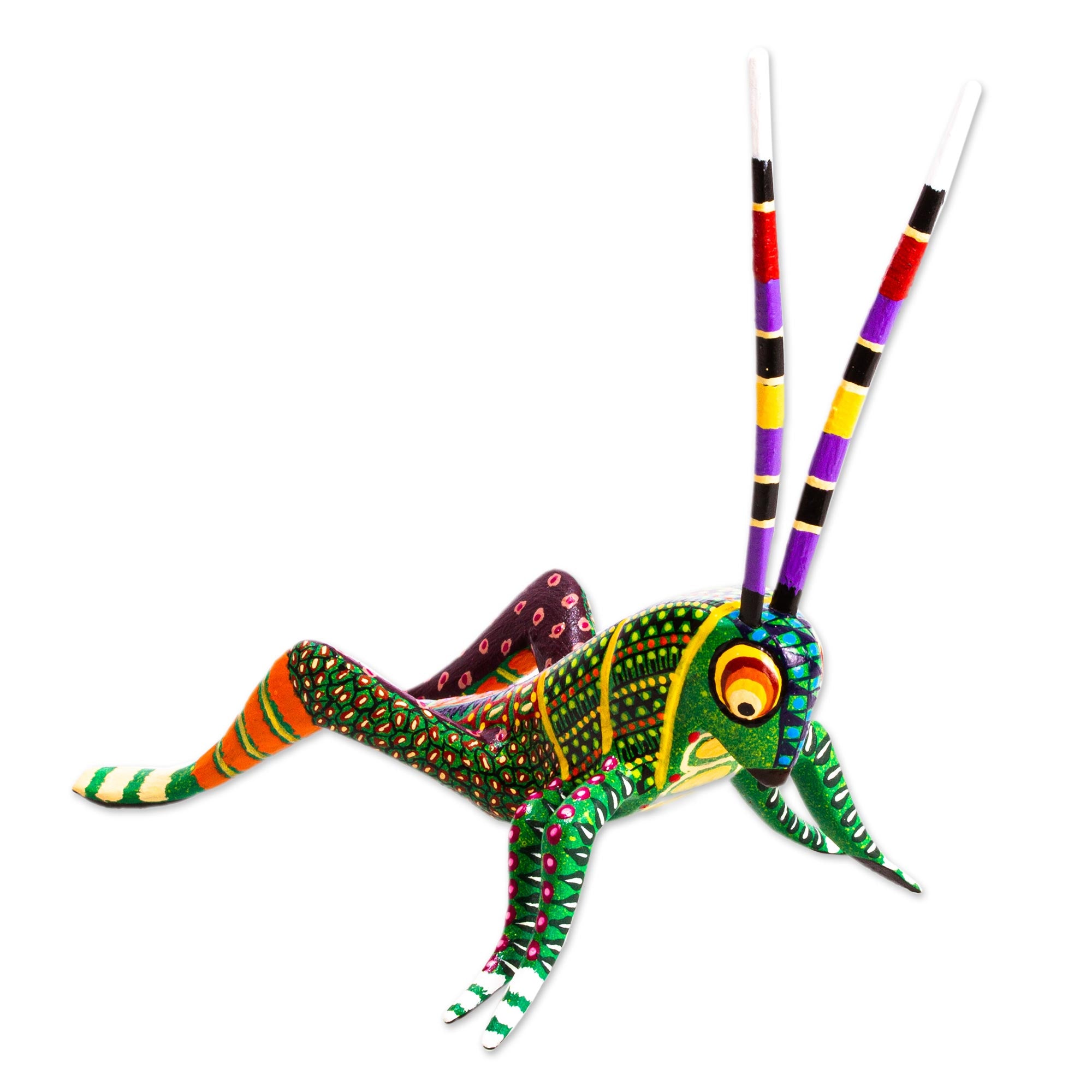 Premium Handcrafted Grasshopper Alebrije Figurine by Claudio Ojeda