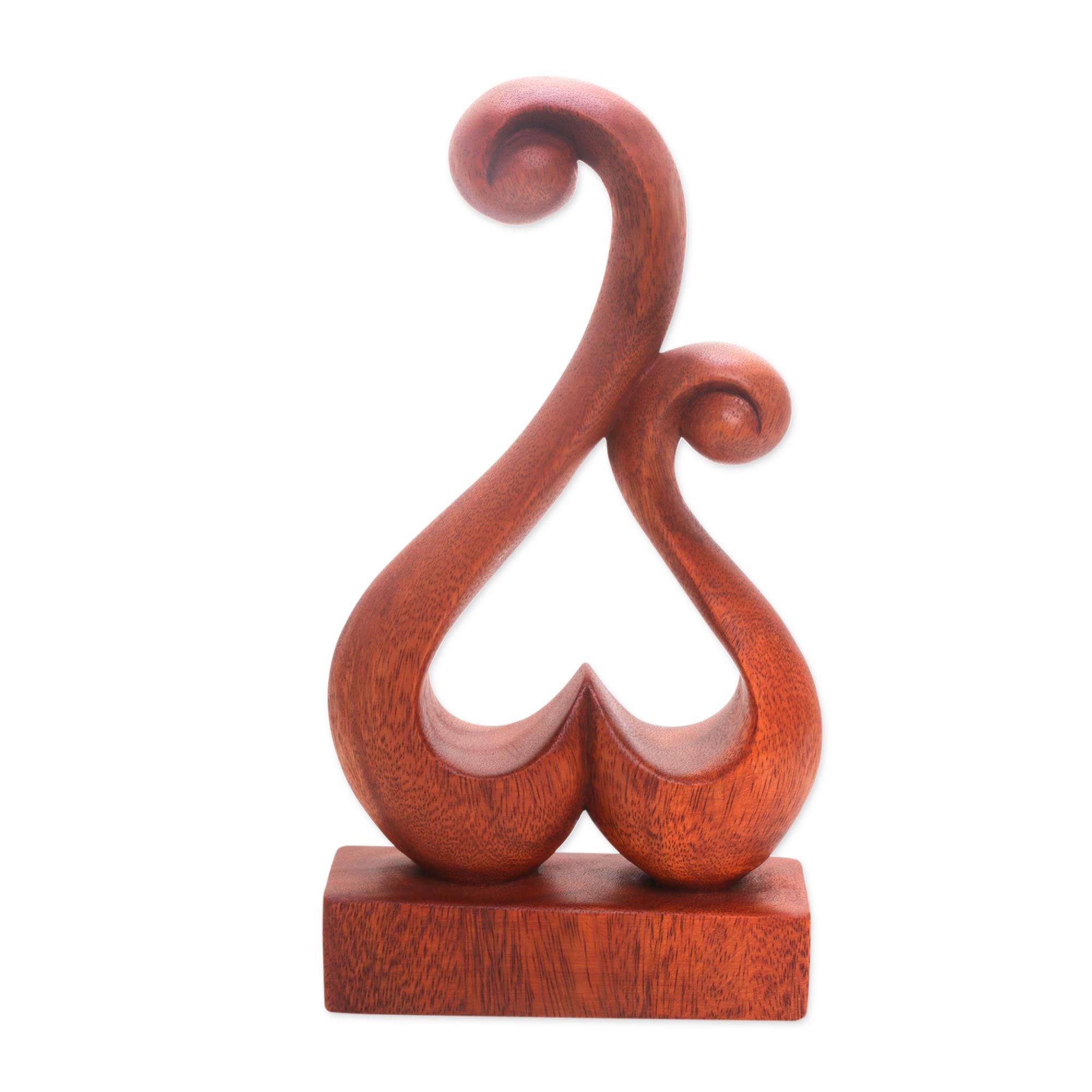 Premium Hand-Carved Suar Wood Abstract Heart Sculpture – Lover's Bloom