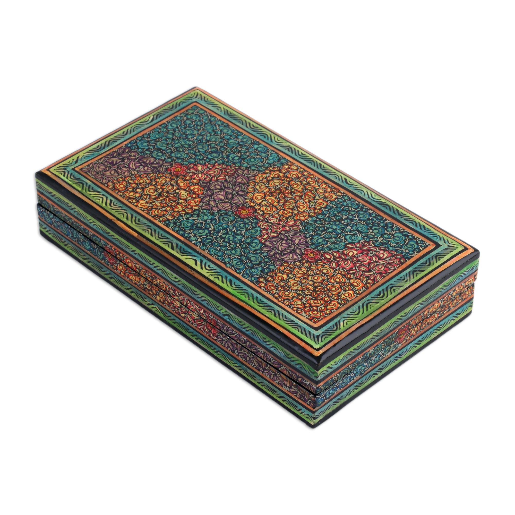 Premium Hand-Painted Kashmir Forest Papier Mache Wooden Trinket Box