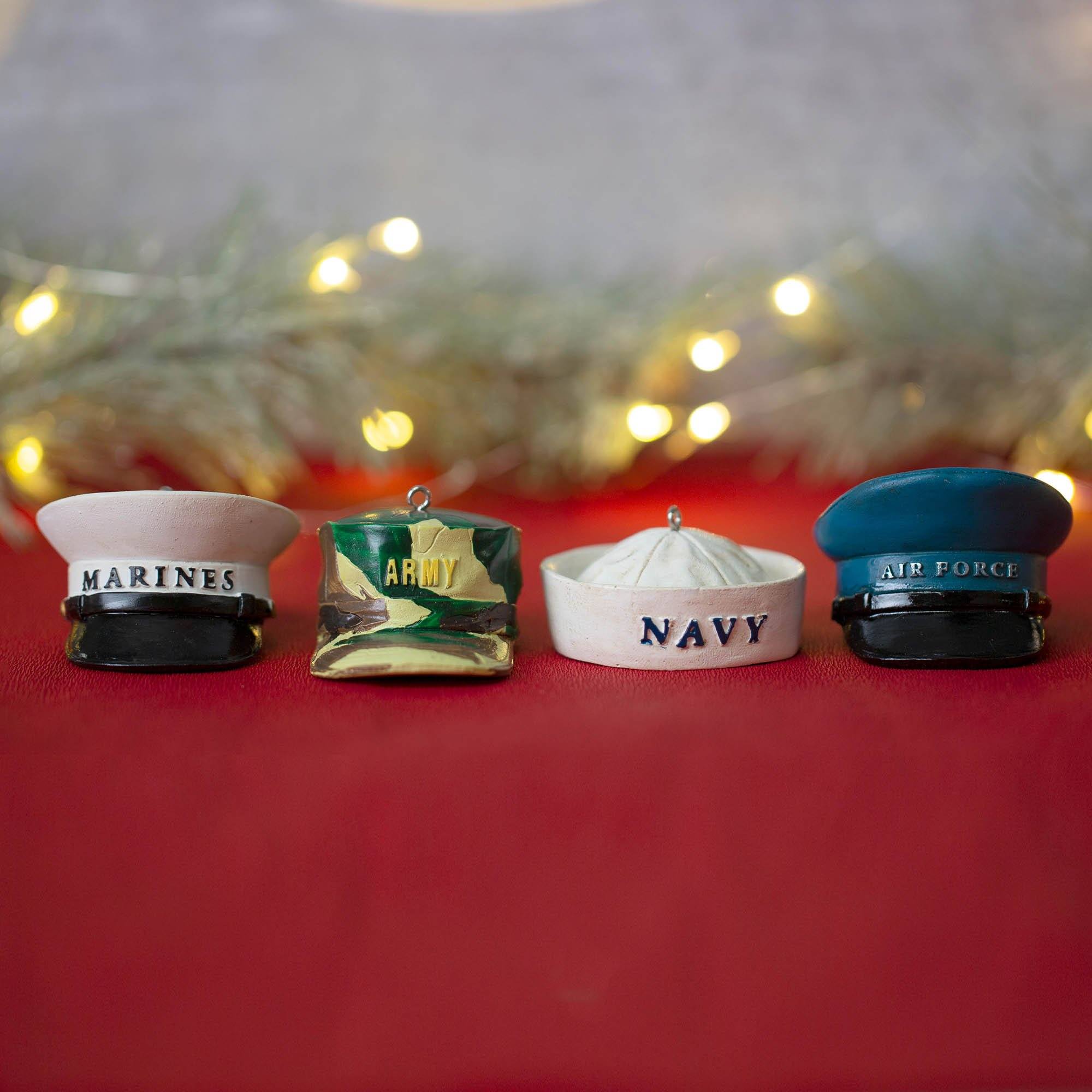 Premium Military Hat Ornament - Honoring Heroes