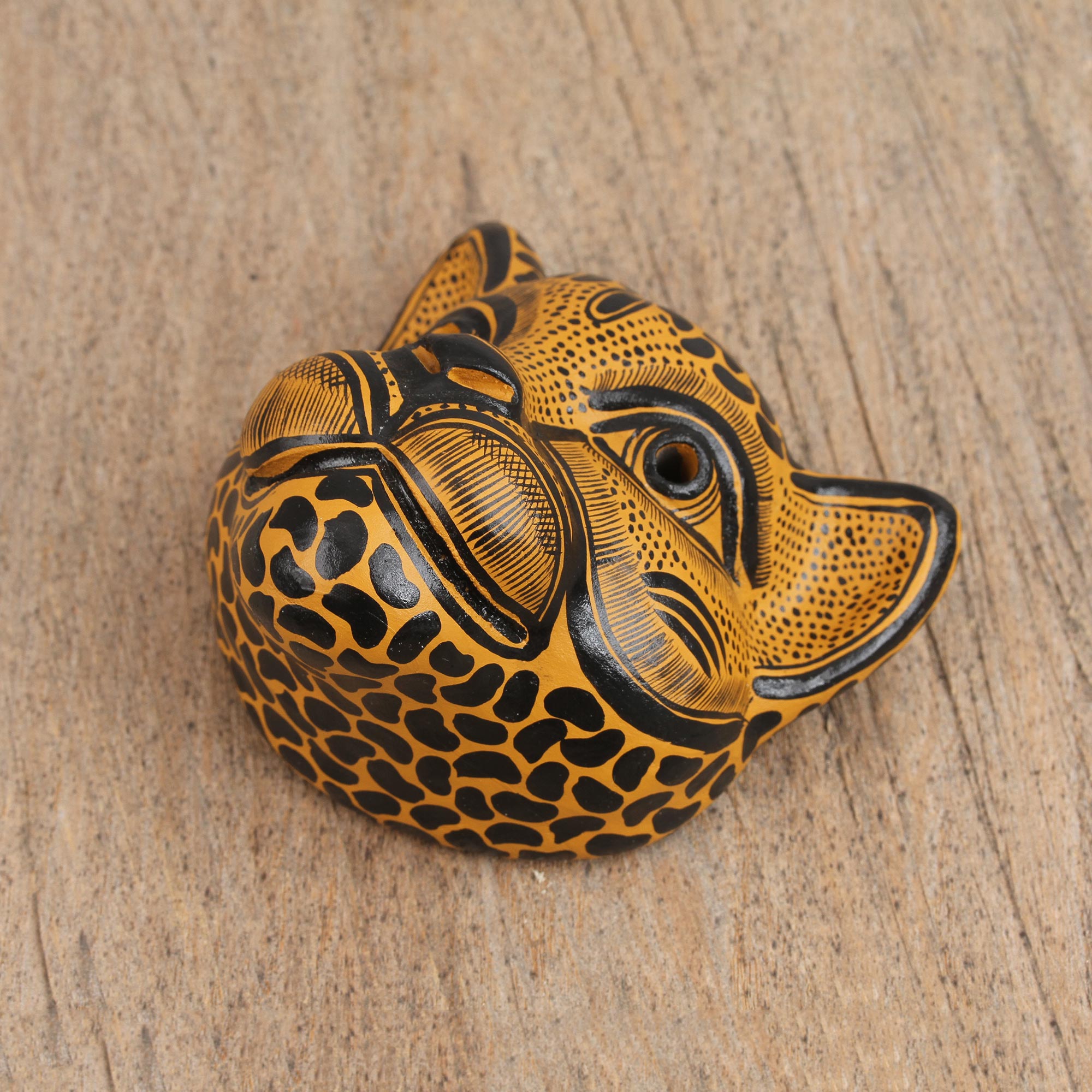 Premium Hand Carved Ceramic Jaguar Mask - Ultimate Wall Art