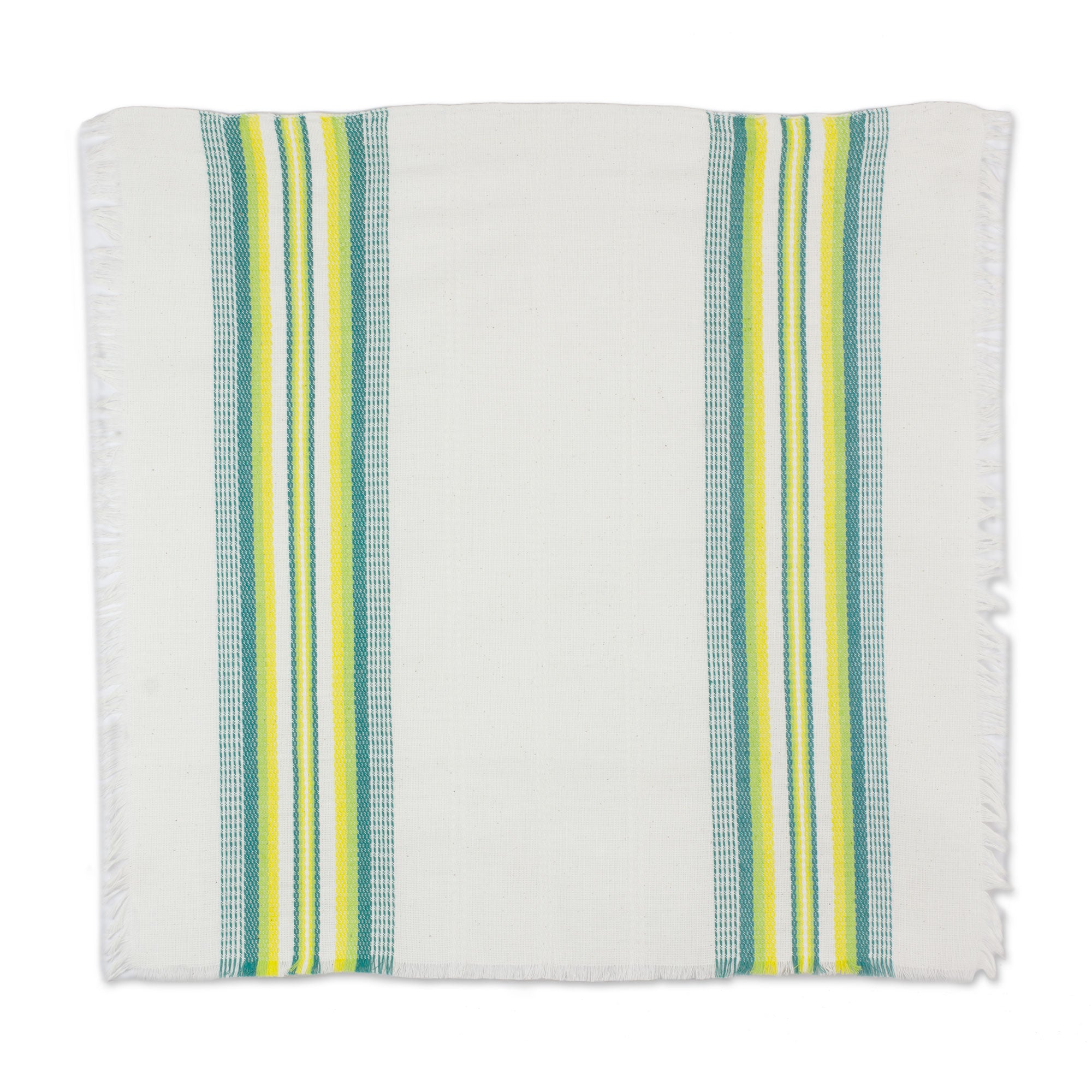Premium Handwoven Cotton Napkins from Guatemala - Set of 6 (Multicolor Green & Yellow)