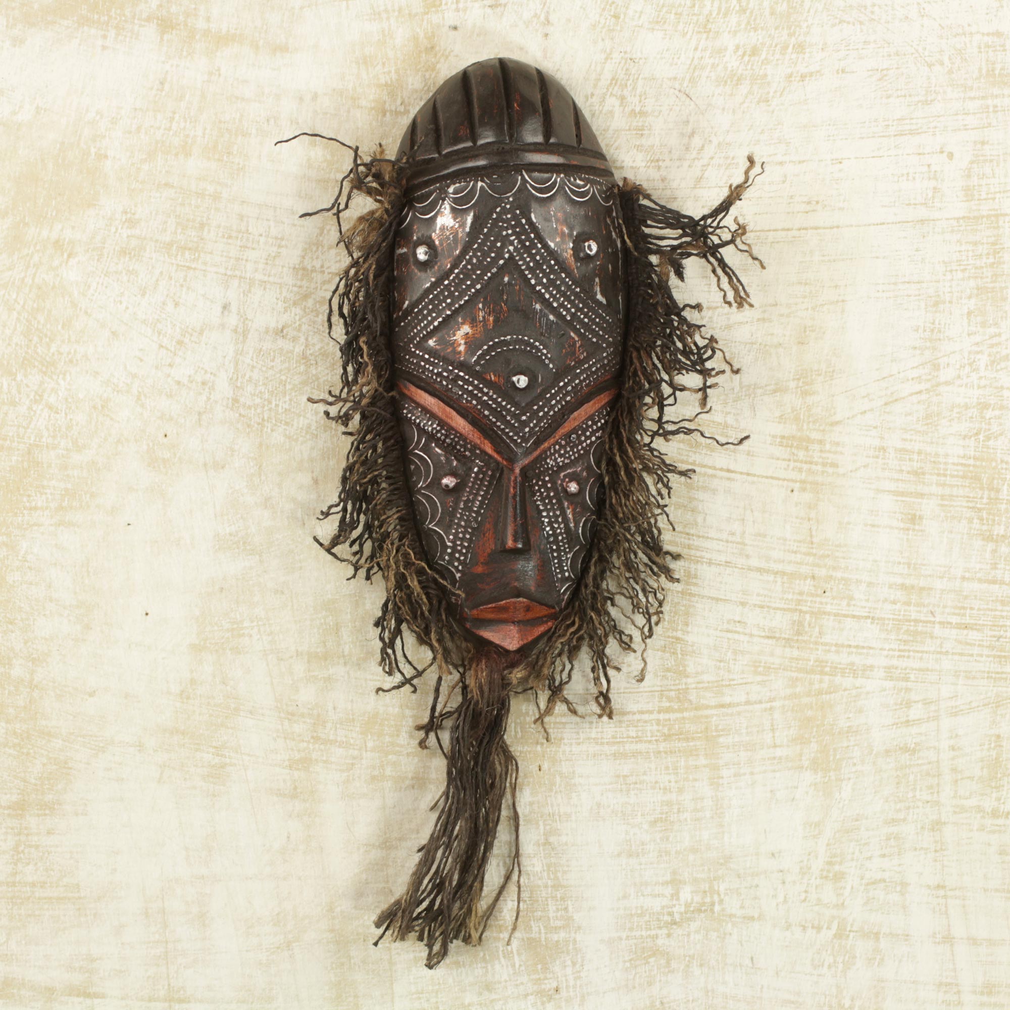 Premium Handcrafted Kotoku African Mask – Rustic Wall Decor from Ghana