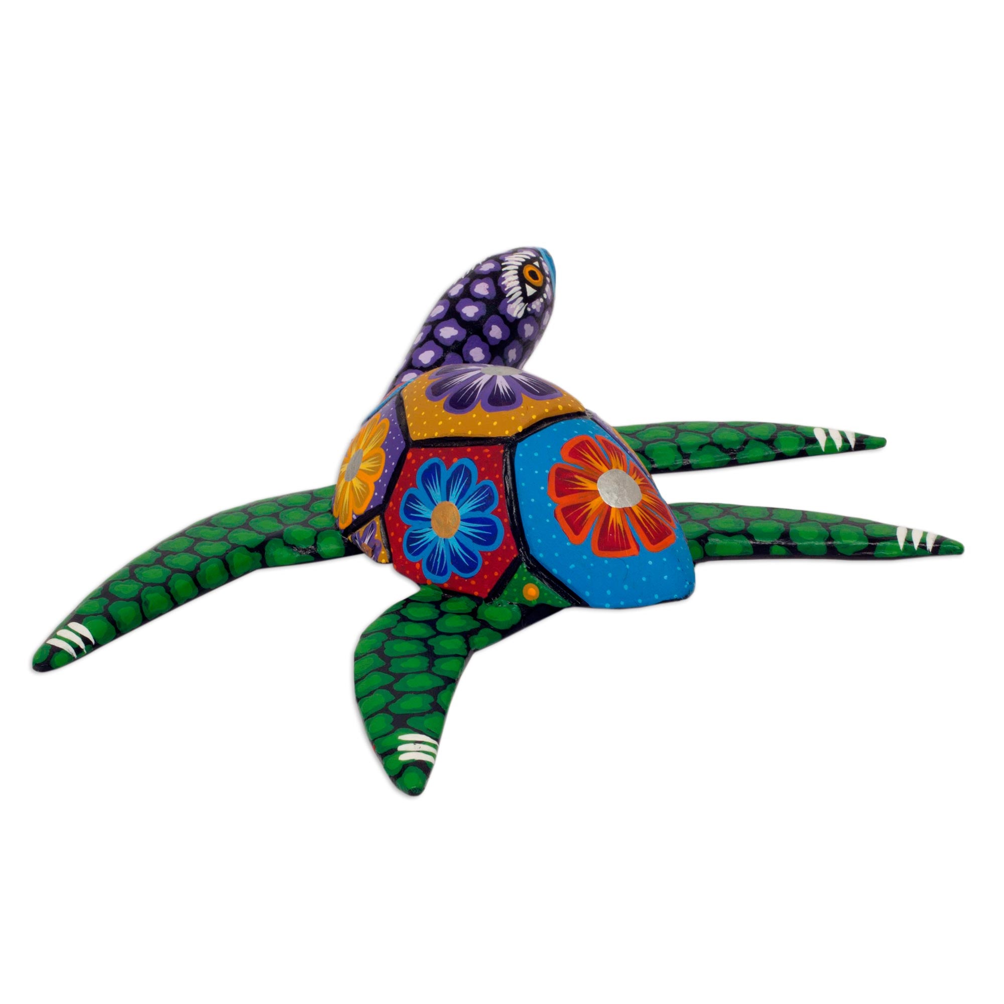Premium Psychedelic Turtle Alebrije - Hand-Painted Mexican Wood Sculpture