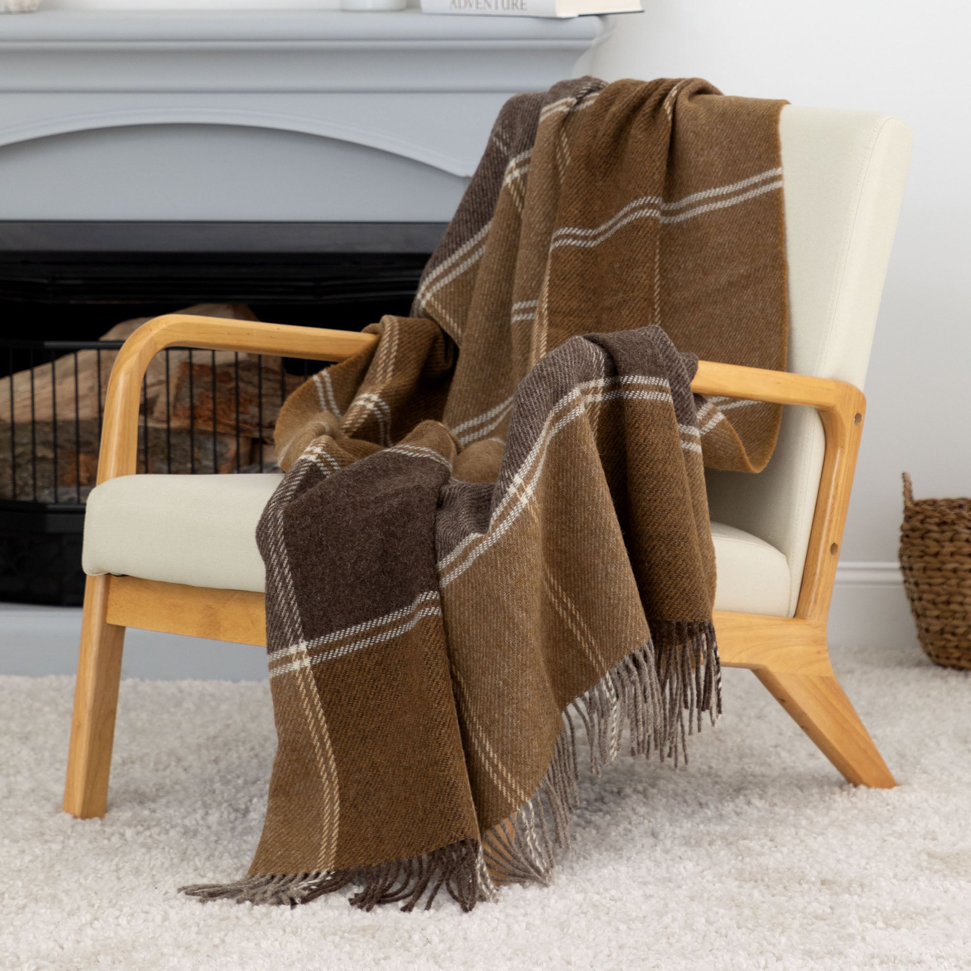 Premium Ukrainian 100% Wool Fringed Throw Blanket - Ultimate Warmth & Style