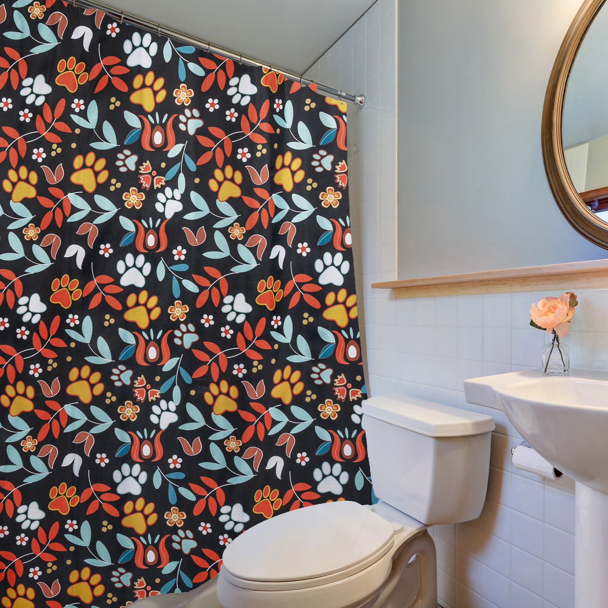 Premium Animal Lover's Shower Curtain Set with 12 Hooks - Upgrade Your Bathroom Decor