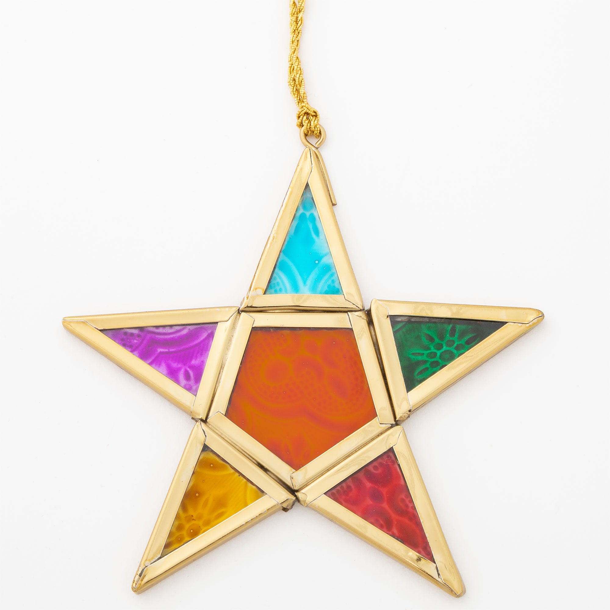 Premium Moravian Rainbow Star Ornament - Handmade Stained Glass Decor
