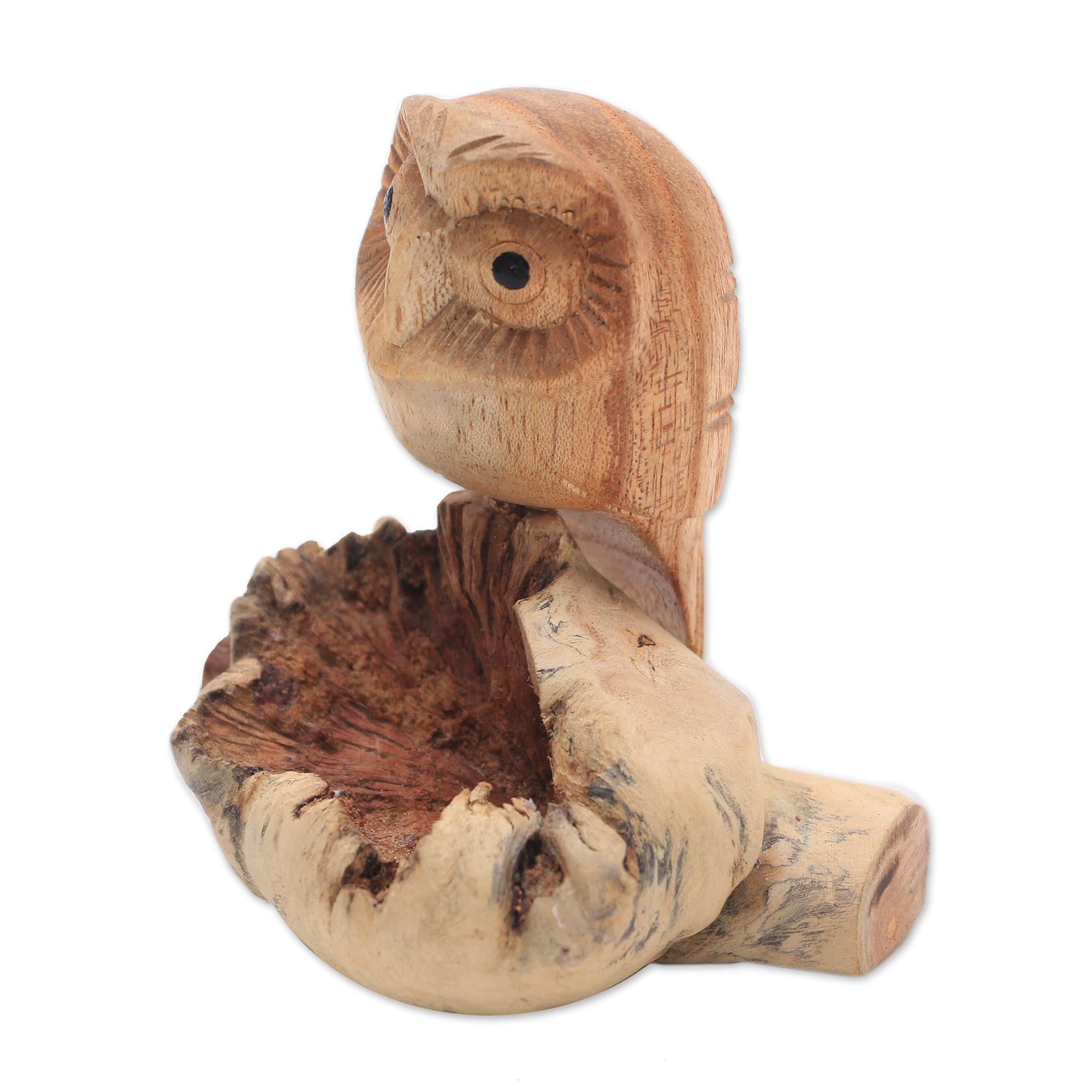 Premium Hand-Carved Lone Owl Figurine - Eco-Friendly Bali Decor
