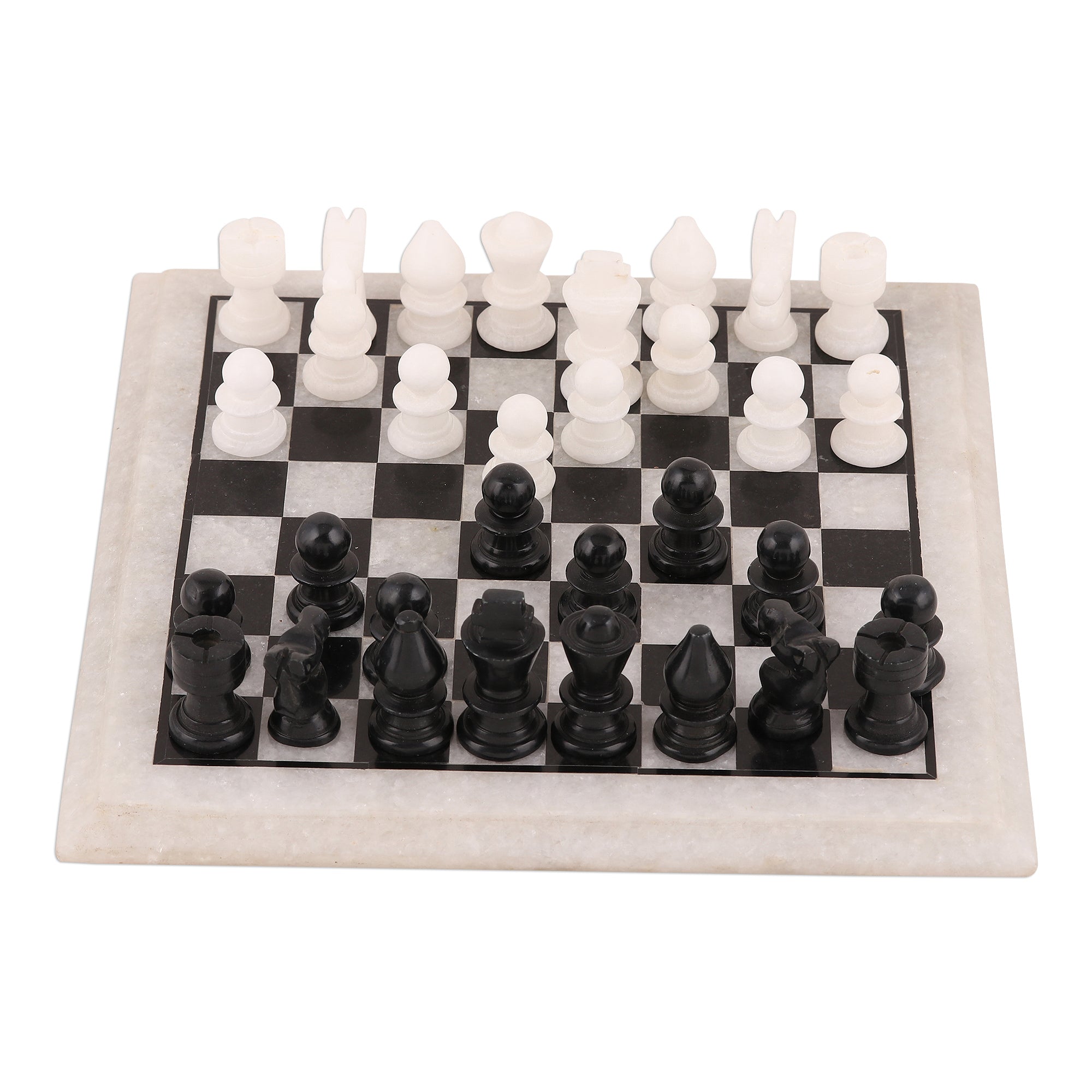 Premium Royal Leisure Handcrafted Black & White Marble Chess Set - Ultimate Home & Travel Accessory