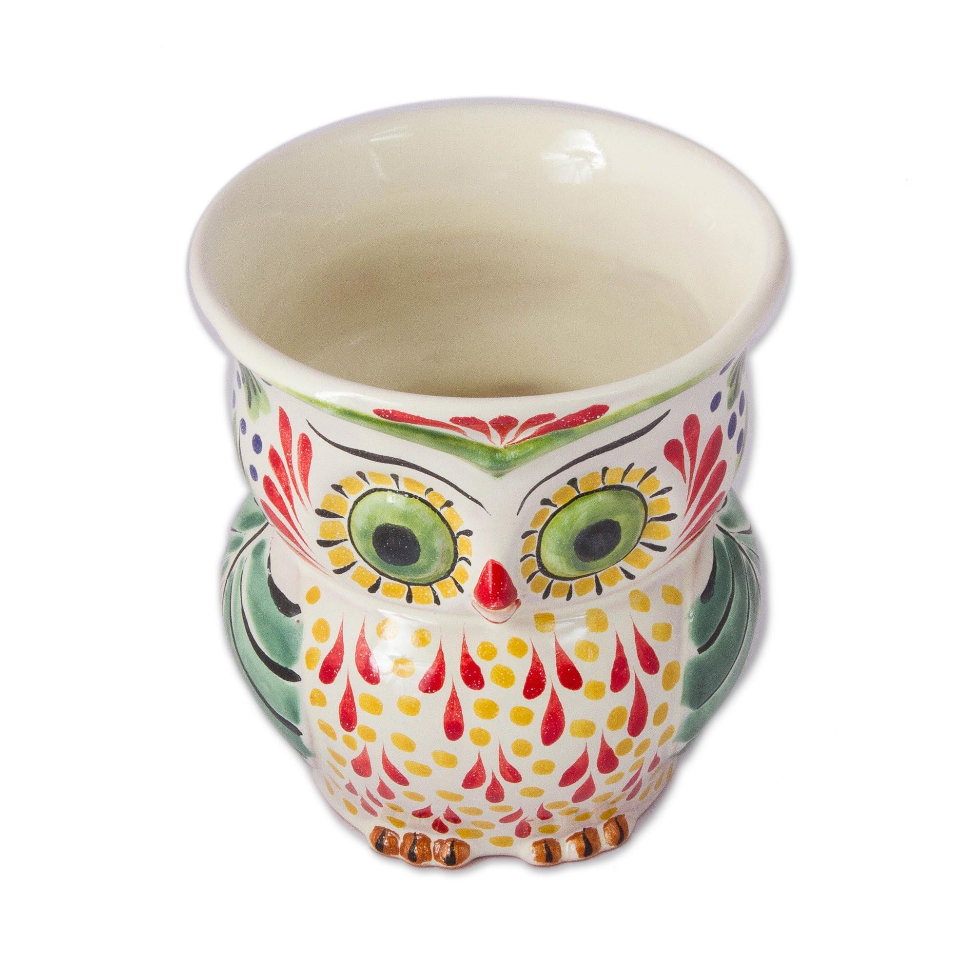 Premium Handcrafted Ceramic Owl Planter - Colorful Mexican Artisan Design