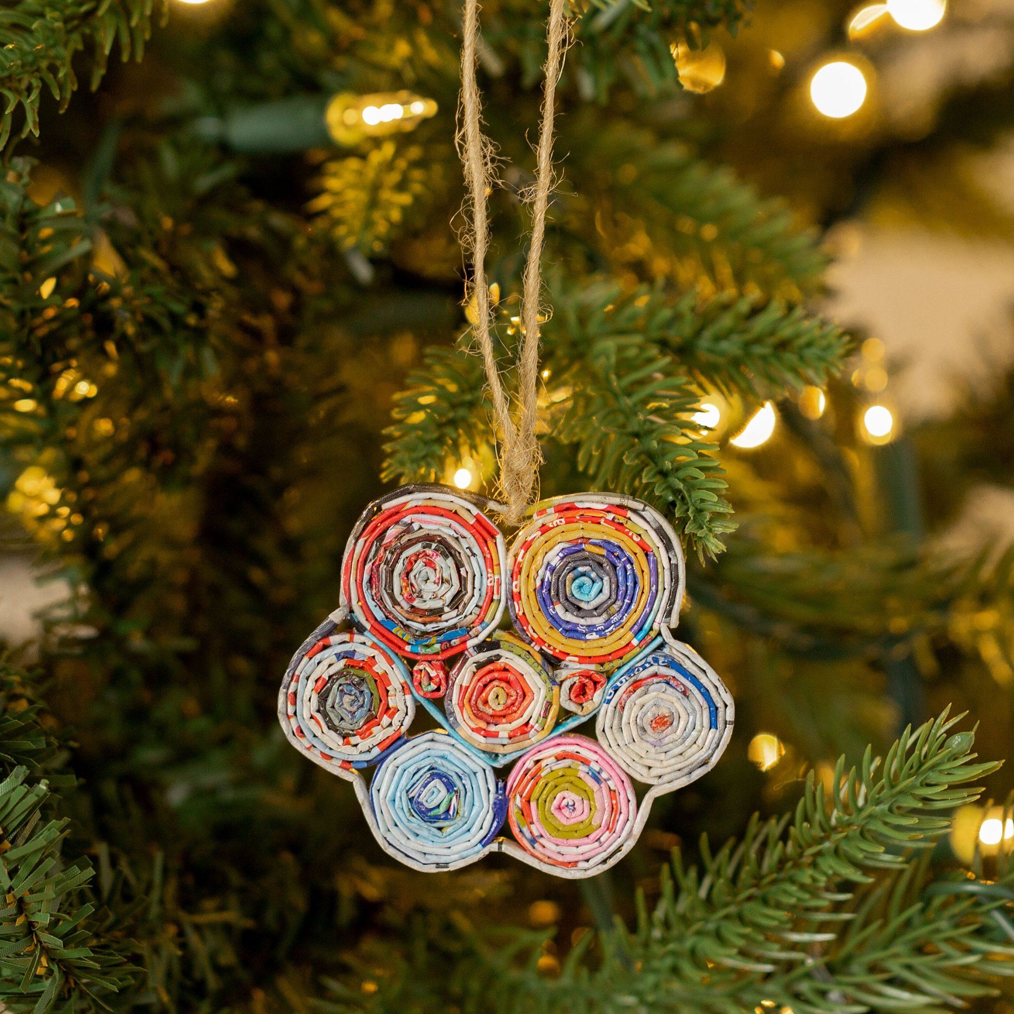Premium Recycled Magazine Furry Friend Ornament | Eco-Friendly, Handmade, Fair Trade Holiday Decor