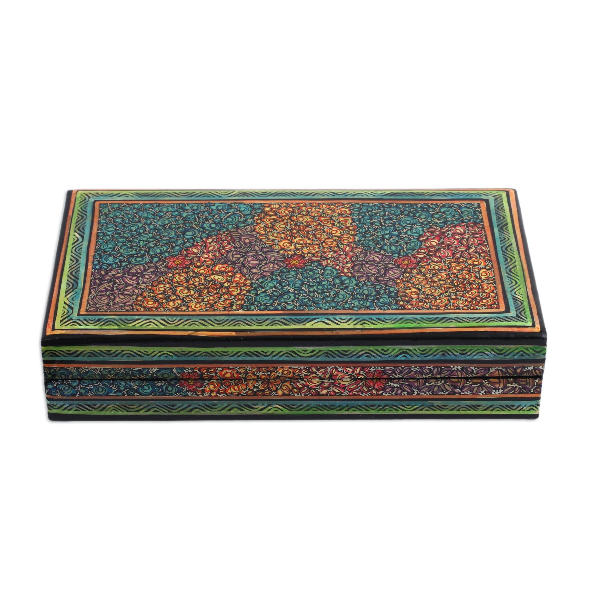 Premium Hand-Painted Kashmir Forest Papier Mache Wooden Trinket Box