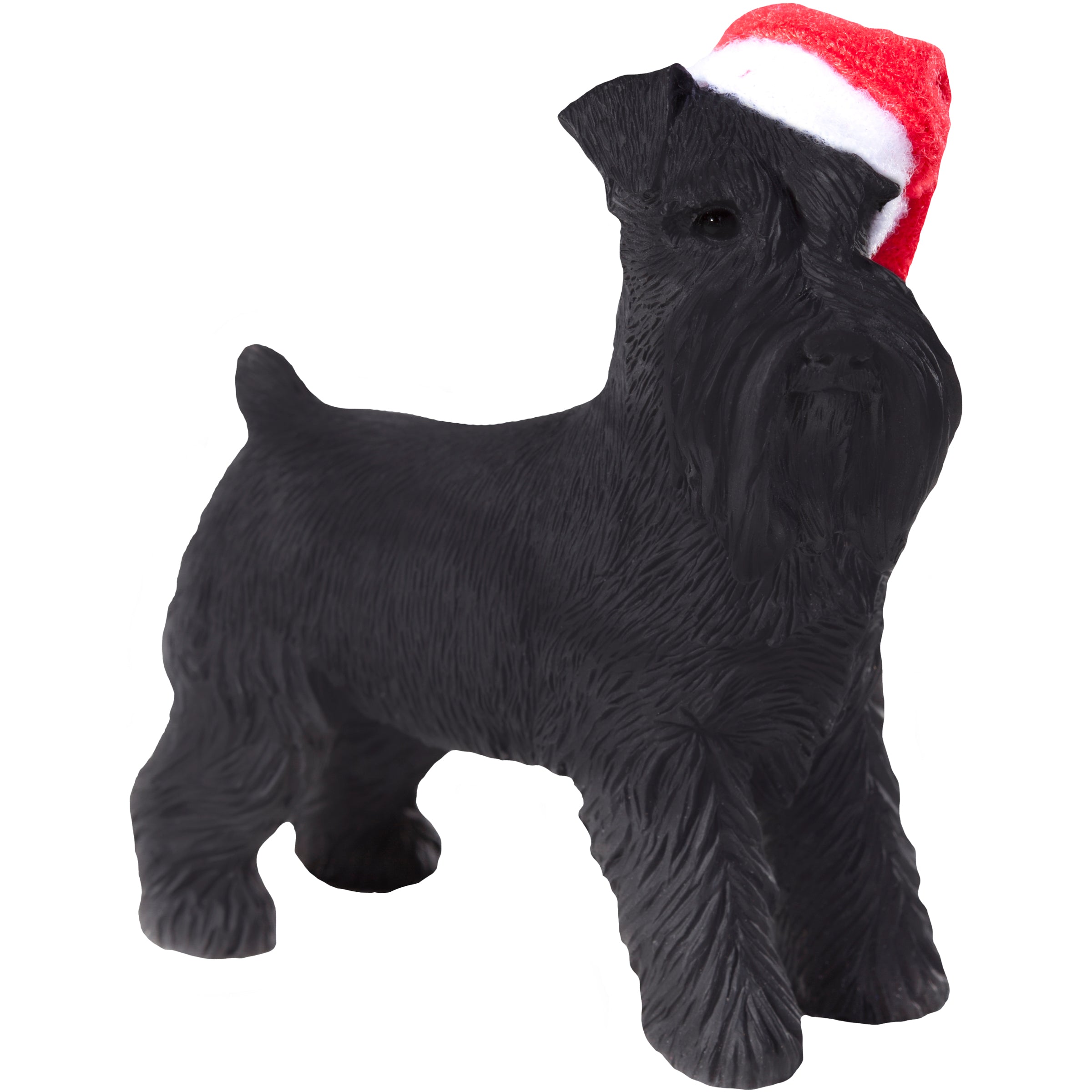 Premium Standing Black Schnauzer Christmas Ornament with Santa Hat