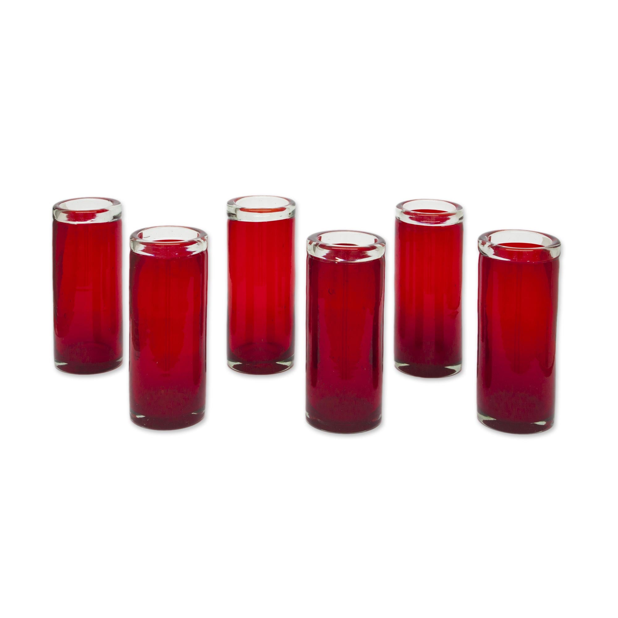 Premium Hand-Blown Ruby Red Tequila Shot Glasses Set of 6 - Ultimate Mexican Craftsmanship