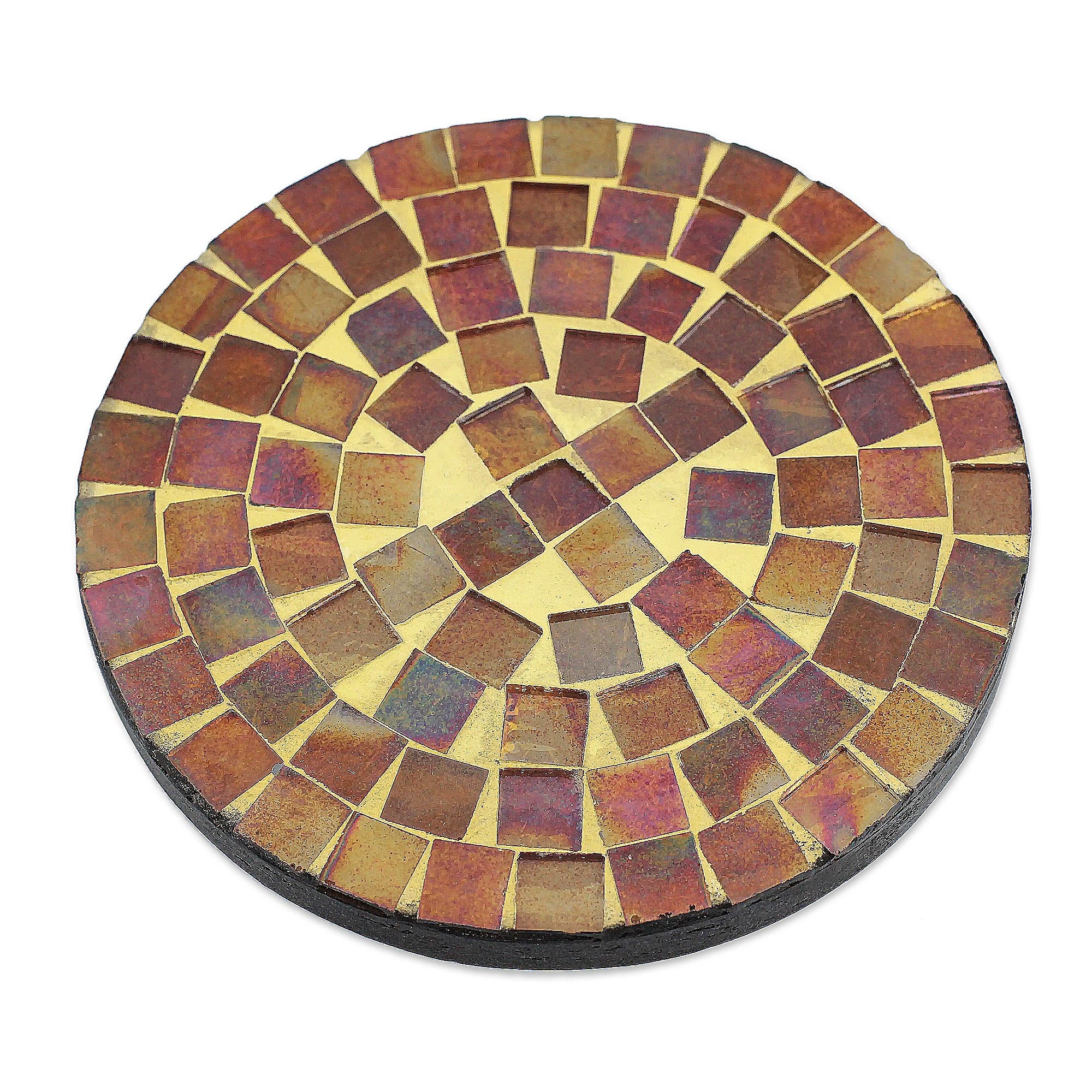 Premium Handcrafted Round Glass Tile Coasters - Set of 6, Modern Elegance from India