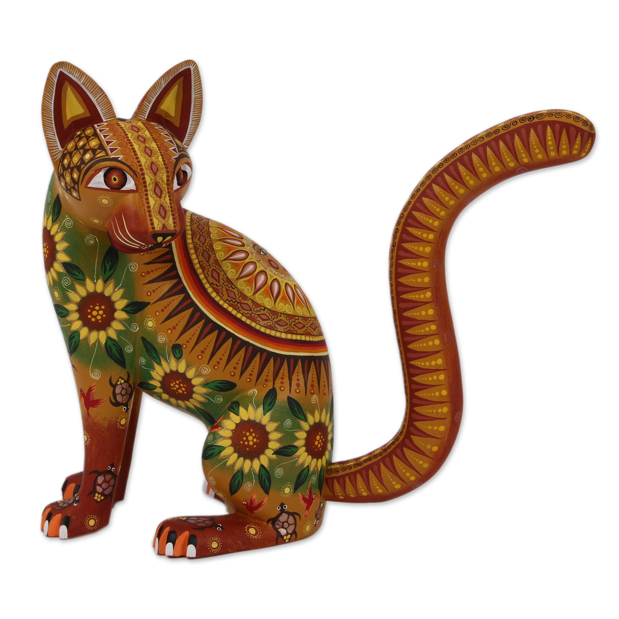 Premium Mystical Cat Alebrije Sculpture – Handcrafted Oaxacan Folk Art