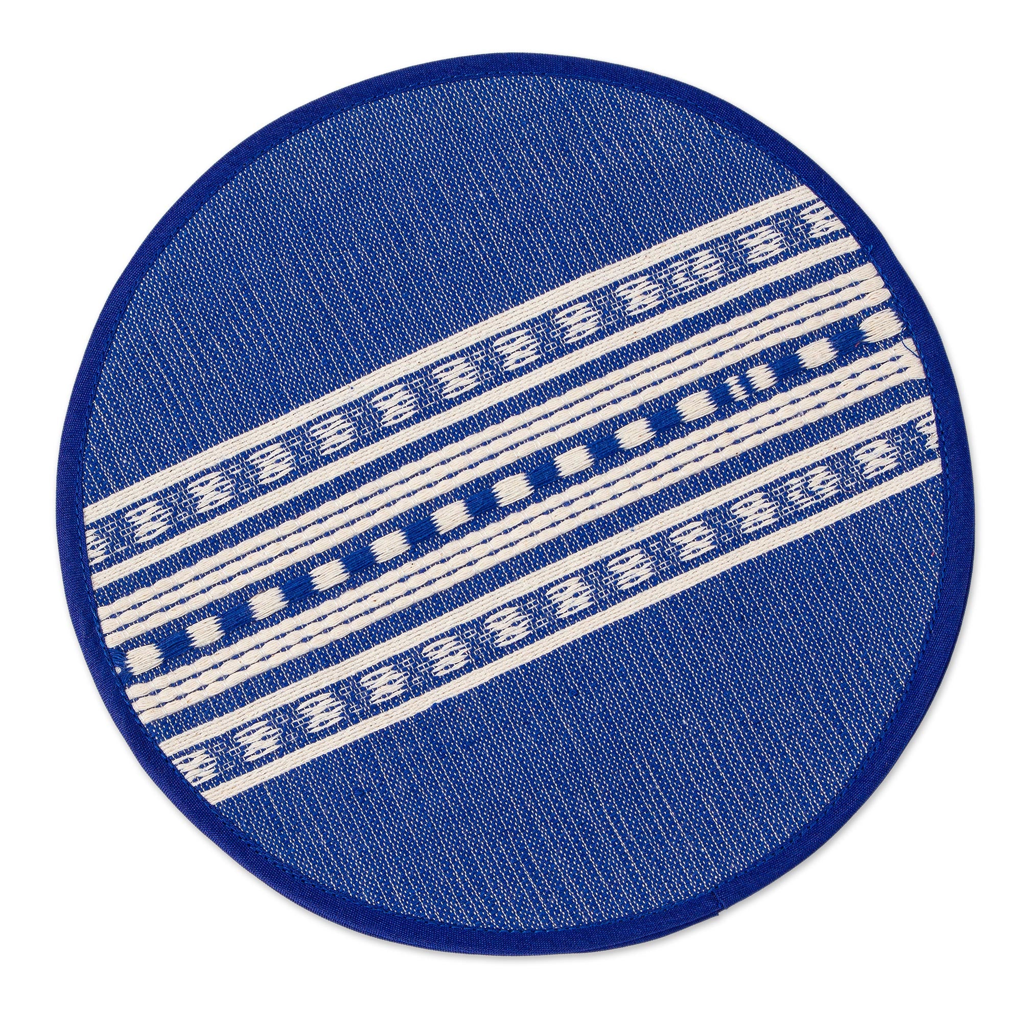 Premium Handwoven Mexican Cotton Tortilla Warmer - Blue & Ivory
