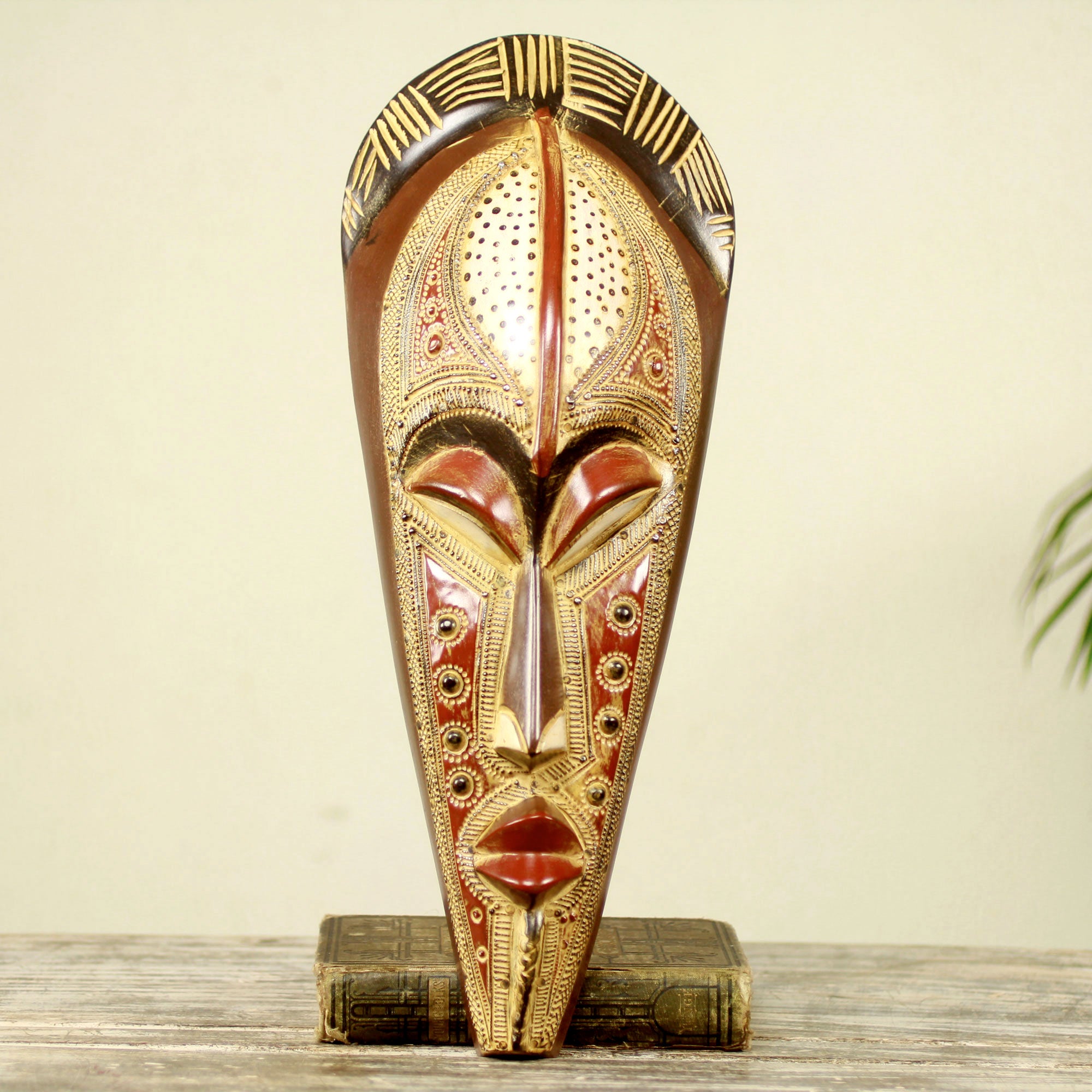 Premium Hand-Carved 'Silence is Golden' African Wall Mask - Authentic Ghanaian Art