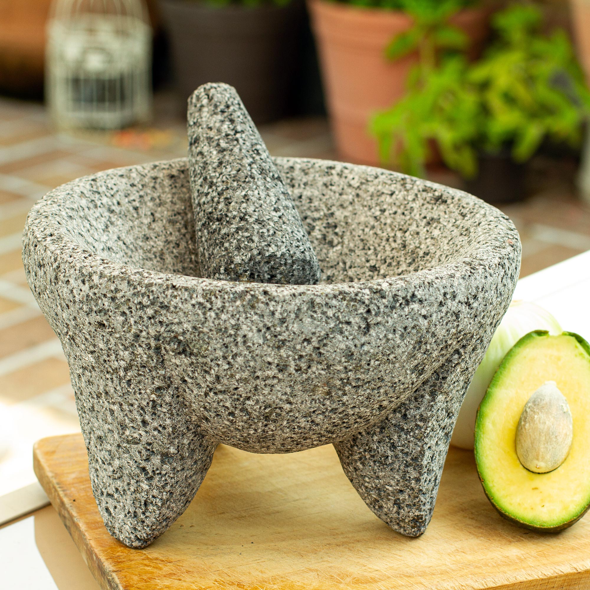 Premium Handcrafted Basalt Molcajete – Authentic Mexican Stone Mortar & Pestle (9 inch)