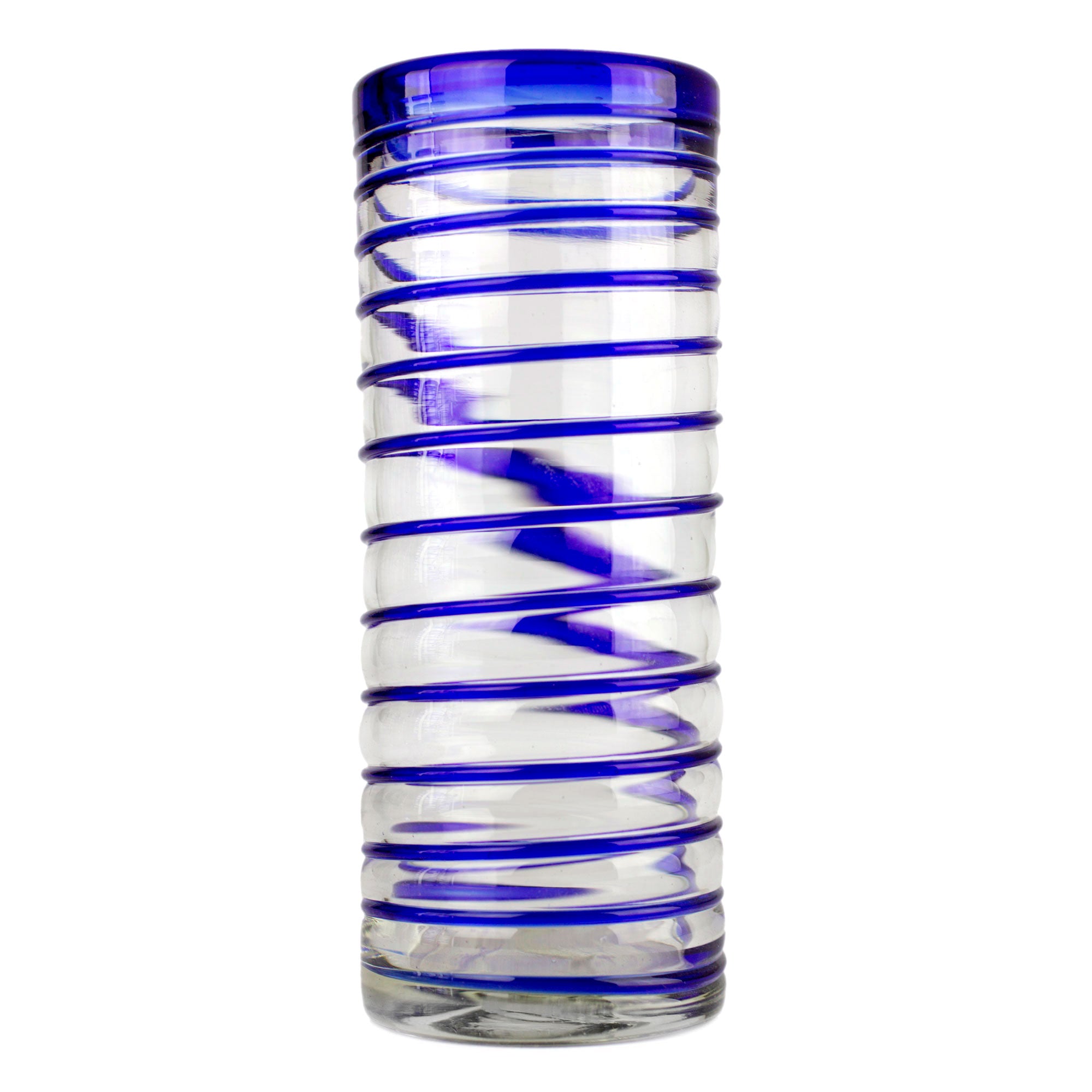 Premium Cobalt Spiral Handblown Glass Highball Set - Ultimate Craftsmanship
