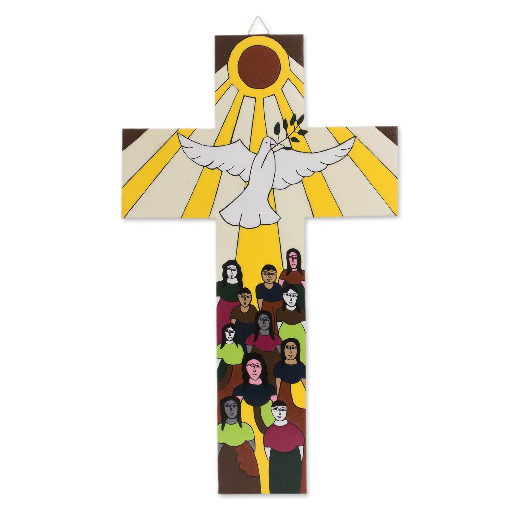 Premium Hand-Painted Peace Dove Pinewood Wall Cross