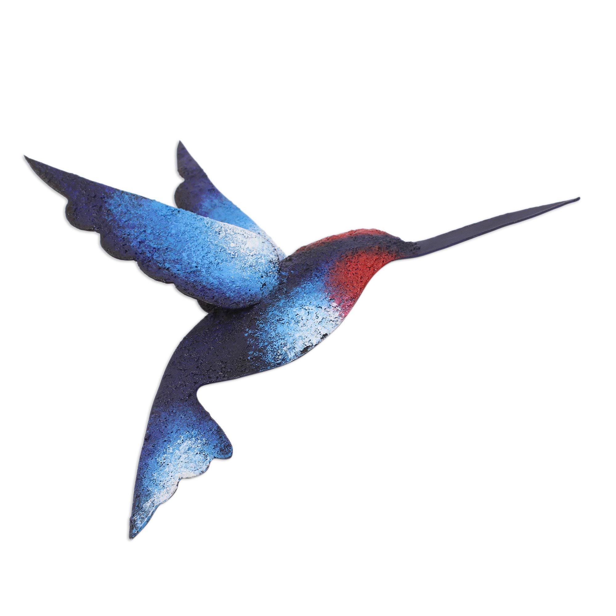 Premium Blue Hummingbird Steel Wall Art - Handcrafted Sculpture
