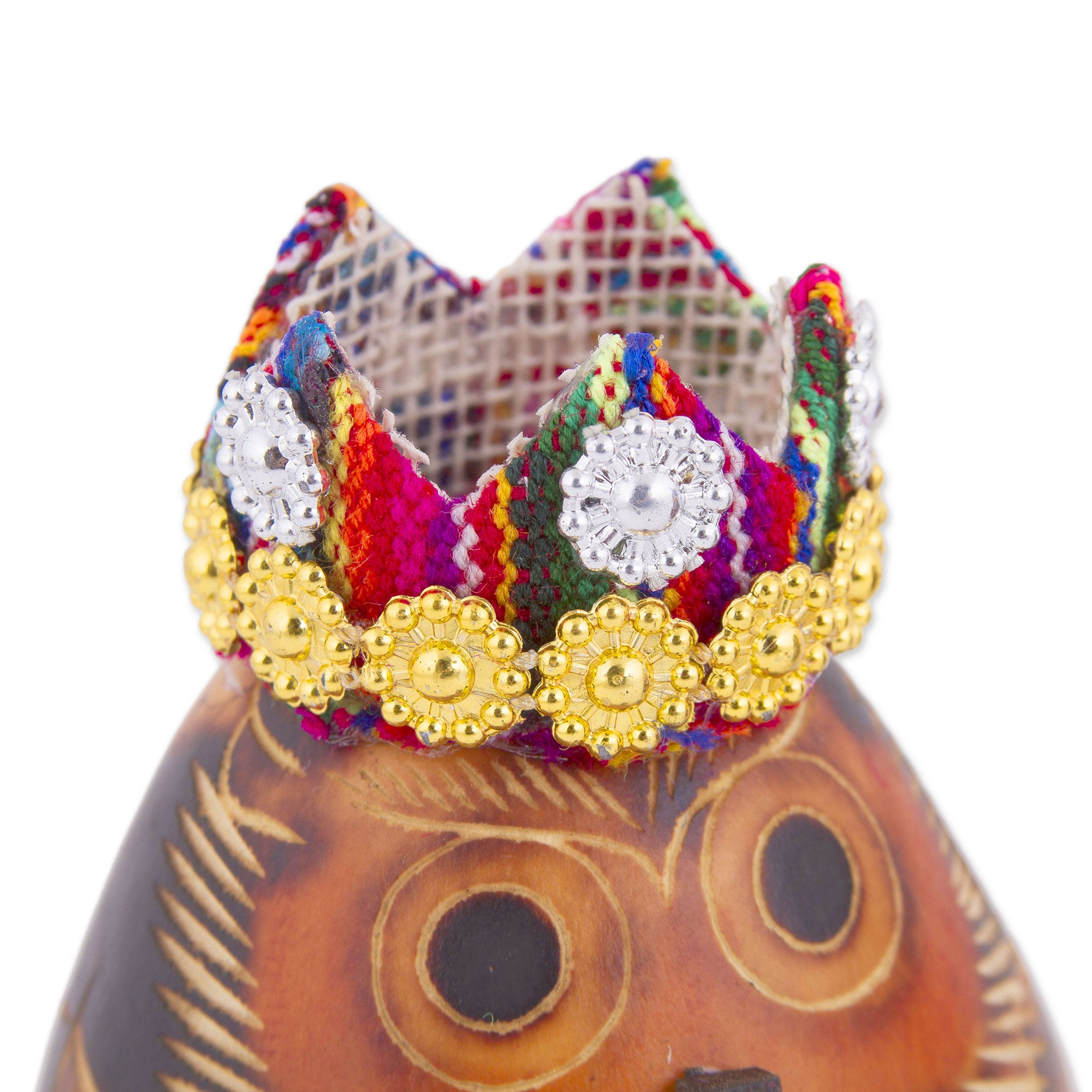 Premium Three Kings Owl Figurines - Handcrafted Gourd Set from Peru (Set of 3)