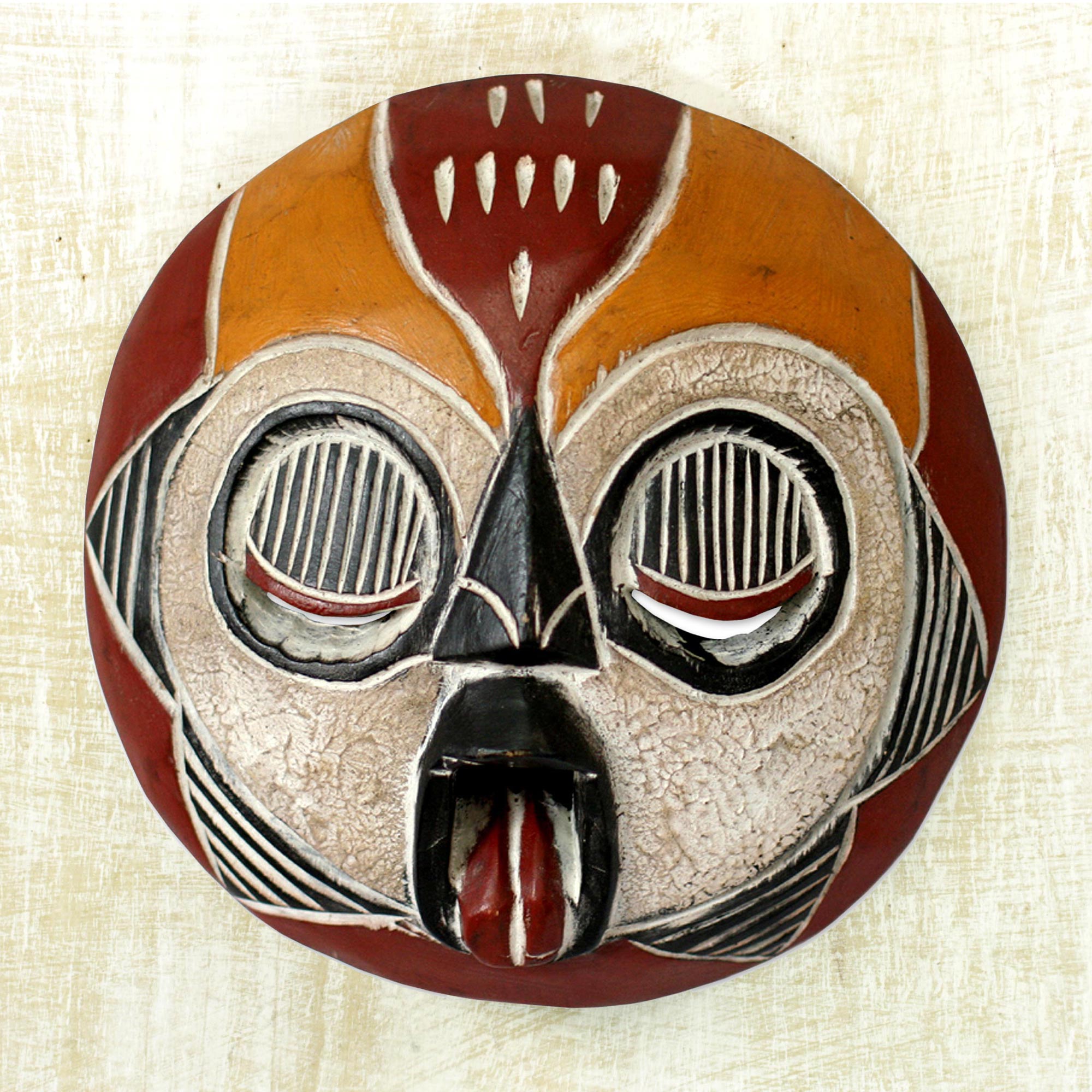 Premium Ogya Fire Mask - Handcrafted African Wood Art