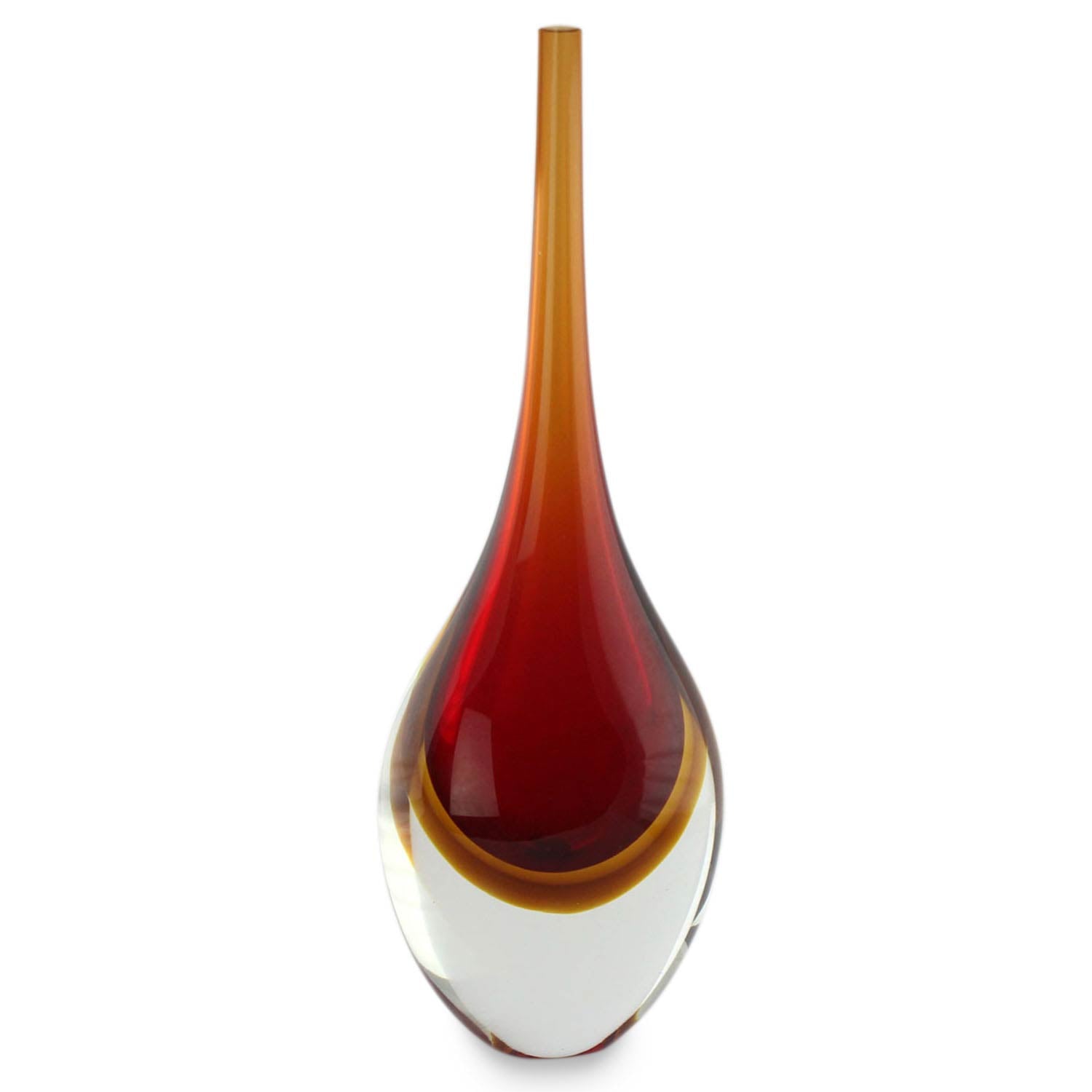 Premium Levitating Amber Fire Murano Handblown Vase - Modern Artistry