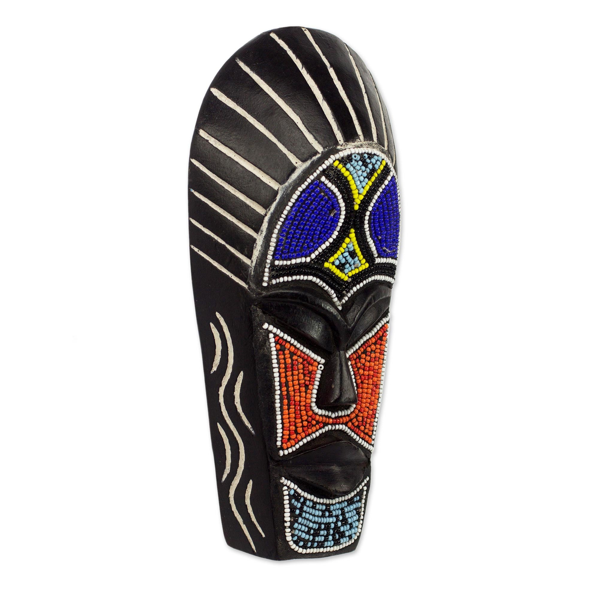 Premium Wangari Warrior African Mask – Handcrafted with Recycled Glass Beads