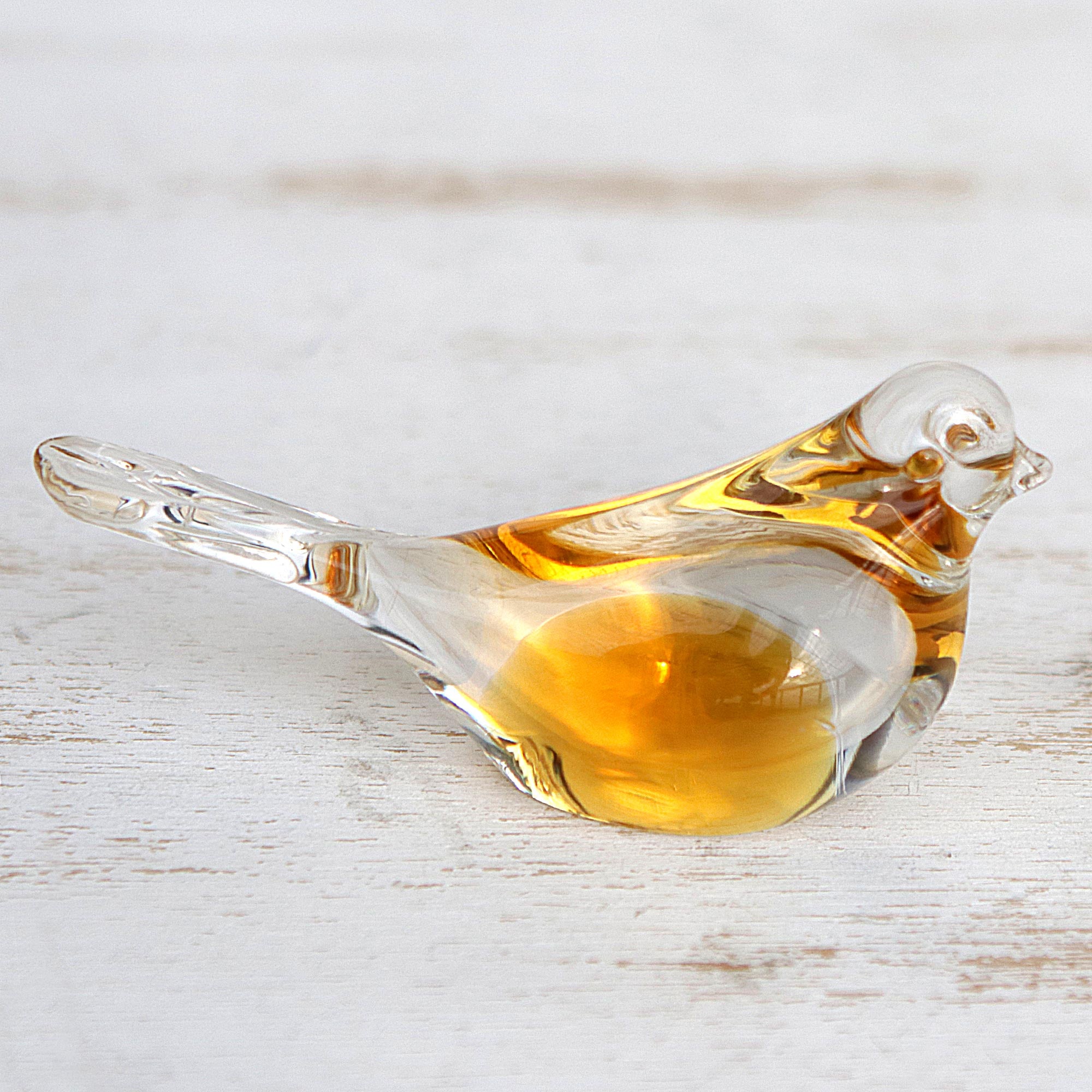 Premium Handblown Brazilian Yellow Bird Art Glass Paperweight