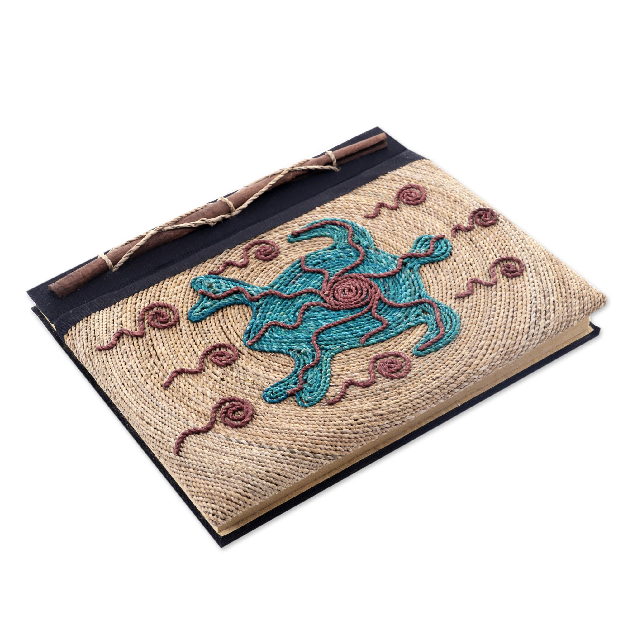 Premium Handmade Natural Fiber Journal with Turtle Motif - Eco-Friendly & Unique Design