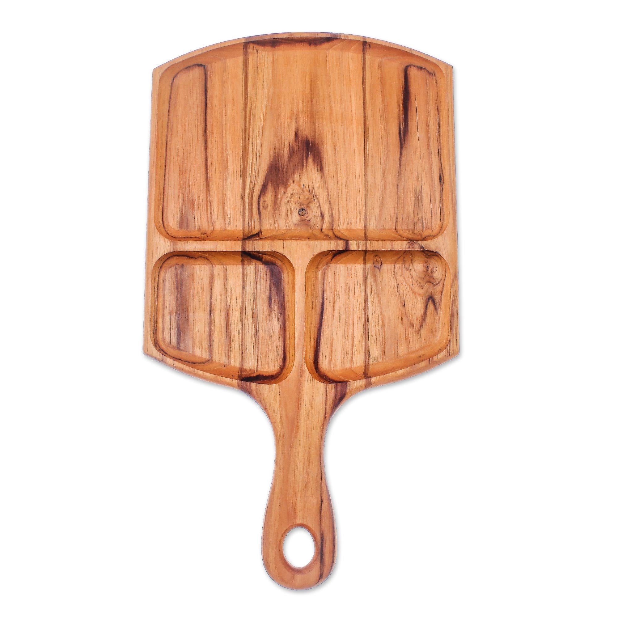 Premium Handcrafted Teak Wood Serving Tray with 3 Sections | Ultimate Kitchen Essential