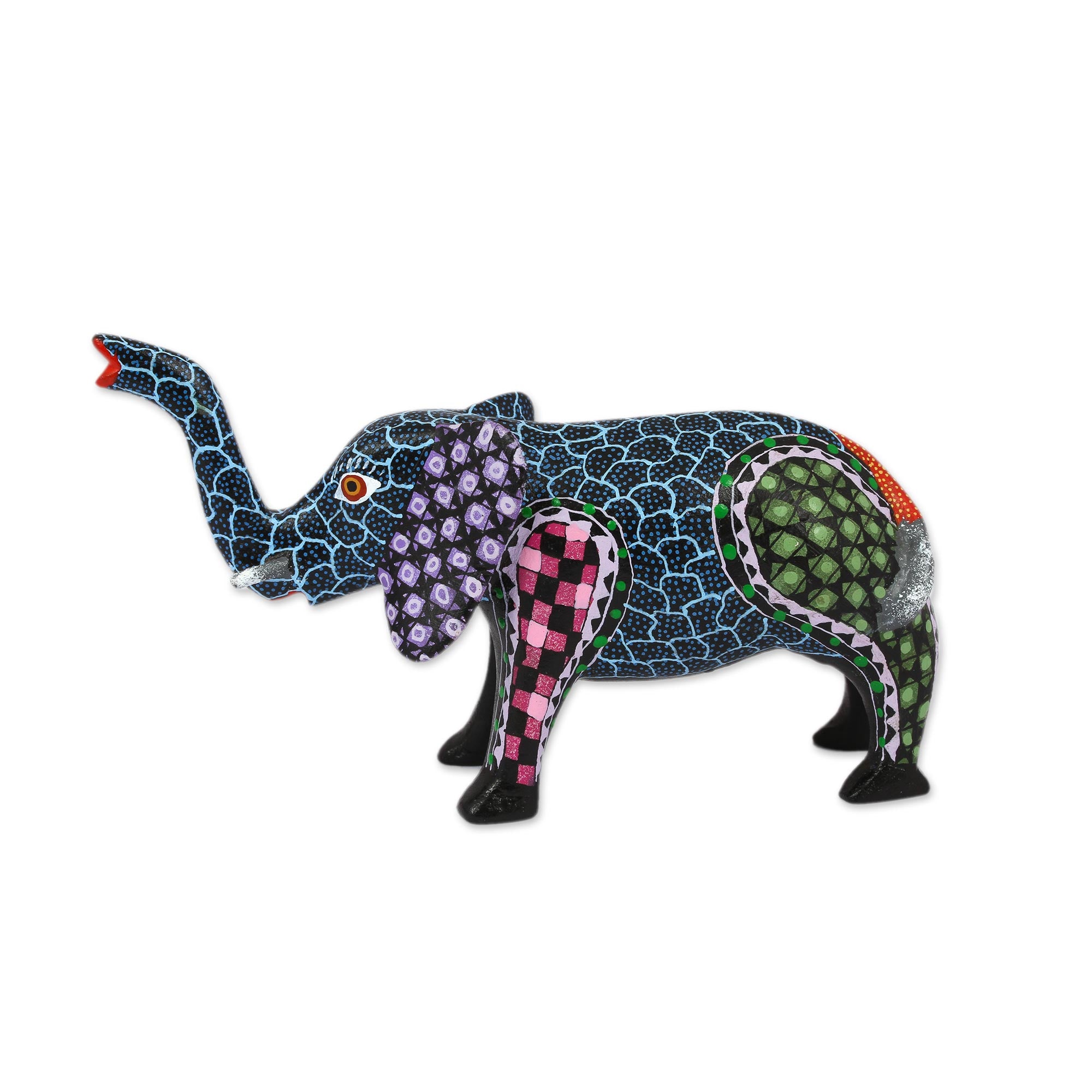 Premium Handcrafted Copal Wood Alebrije Elephant Figurine – Signed Artisan Collectible