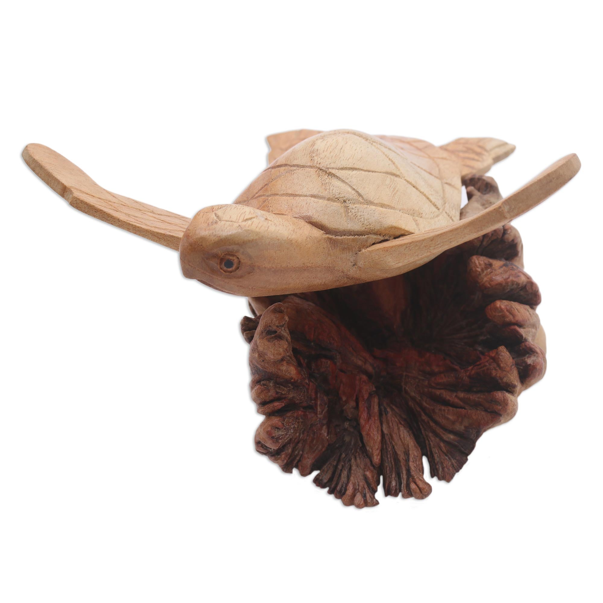 Premium Hand-Carved Ocean Turtle Sculpture - Jempinis Wood Art