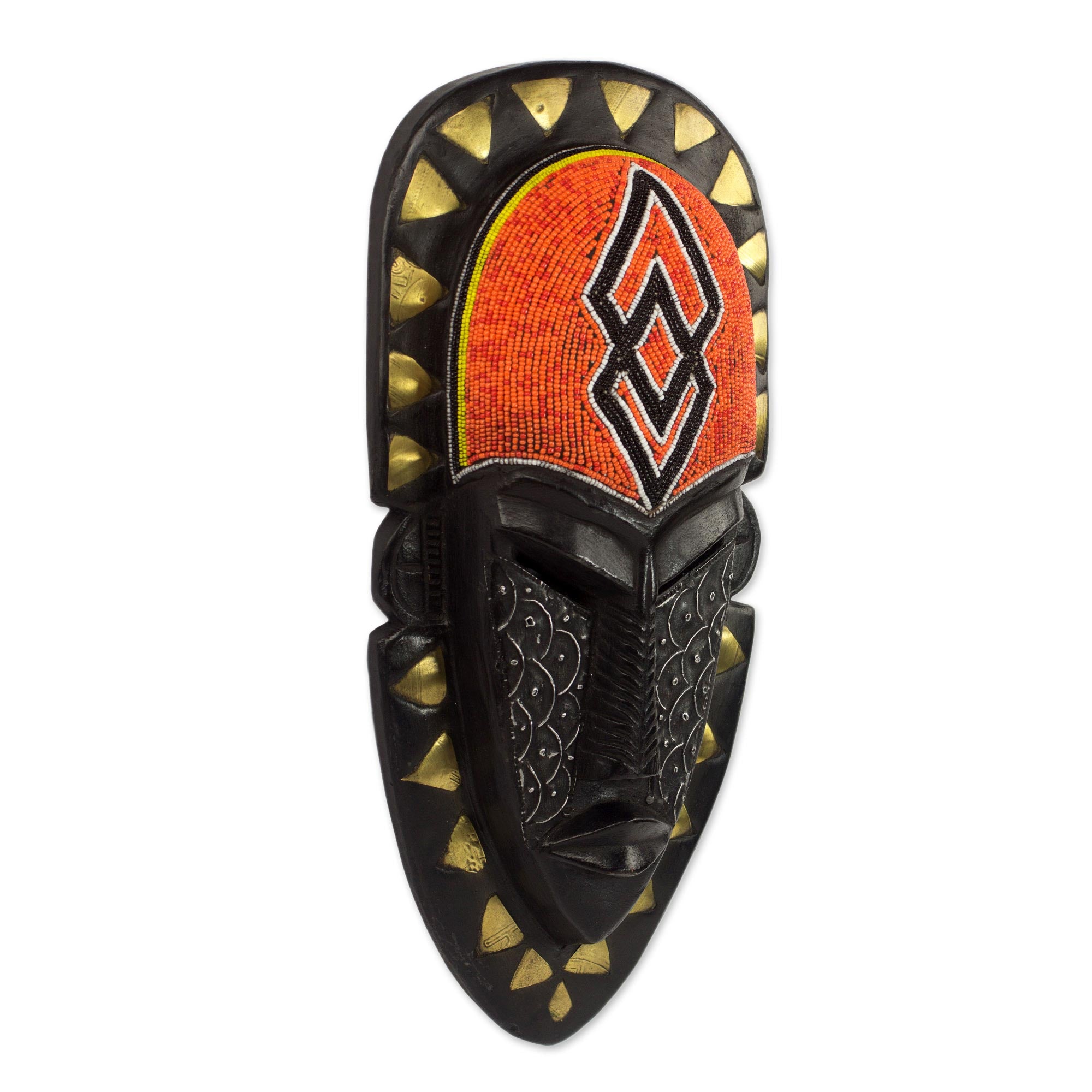 Premium African Sese Wood Warrior Wall Mask - Handcrafted in Ghana