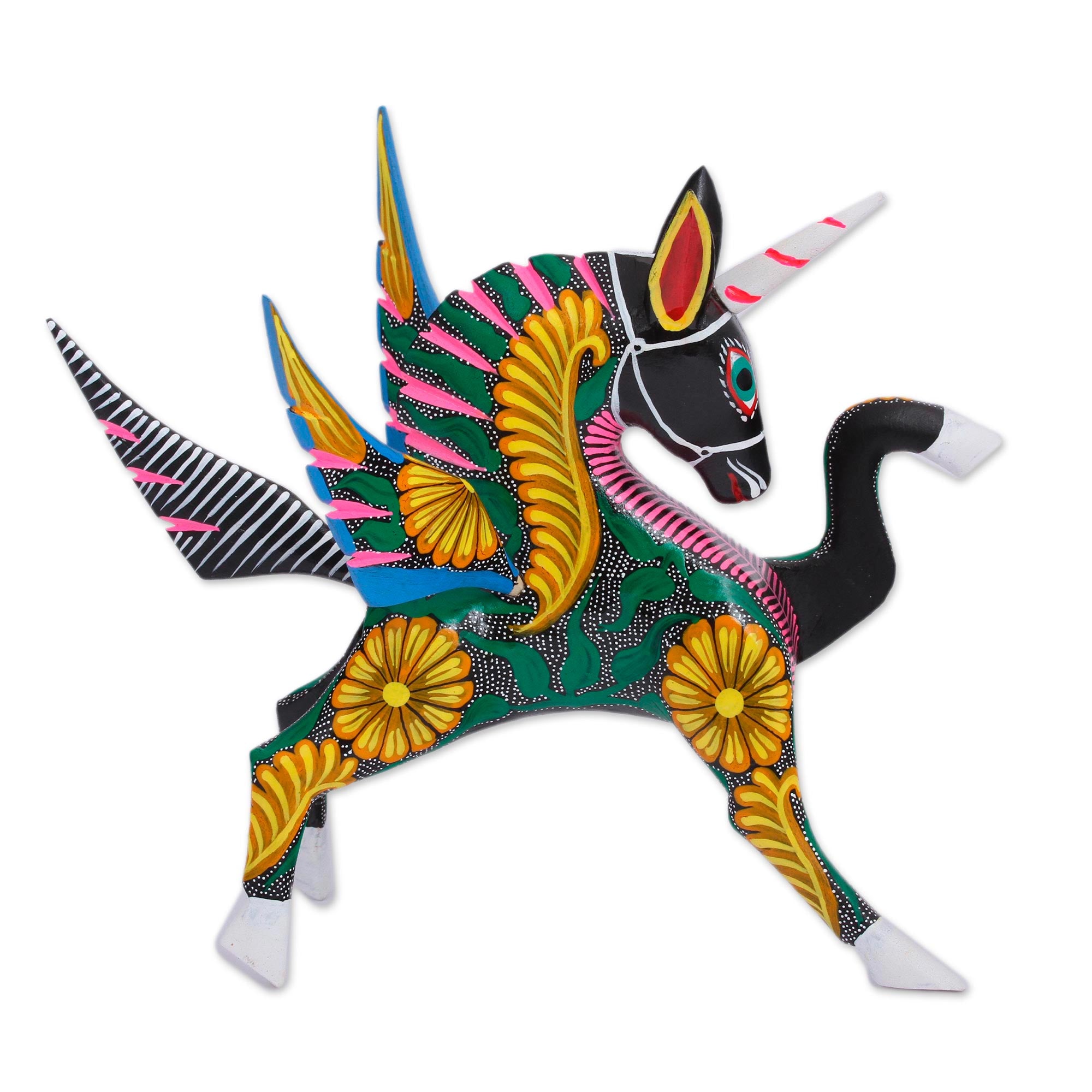 Premium Handcrafted Alebrije Pegasus Sculpture - Authentic Peruvian Folk Art