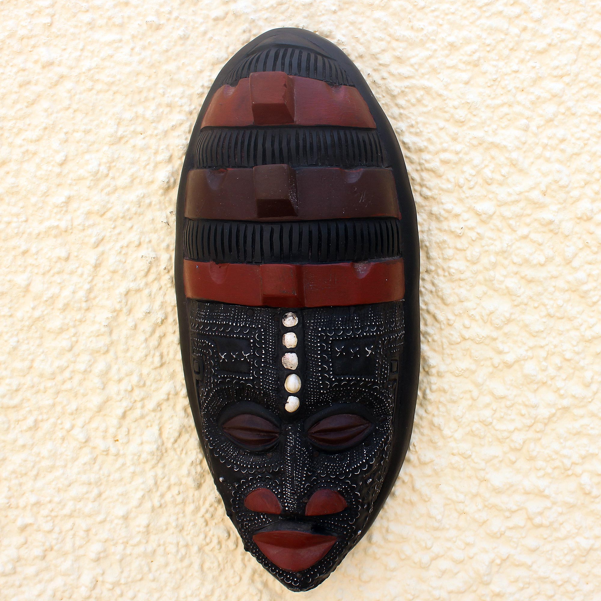 Premium Akan Blessing African Wood Mask - Handcrafted Artistry