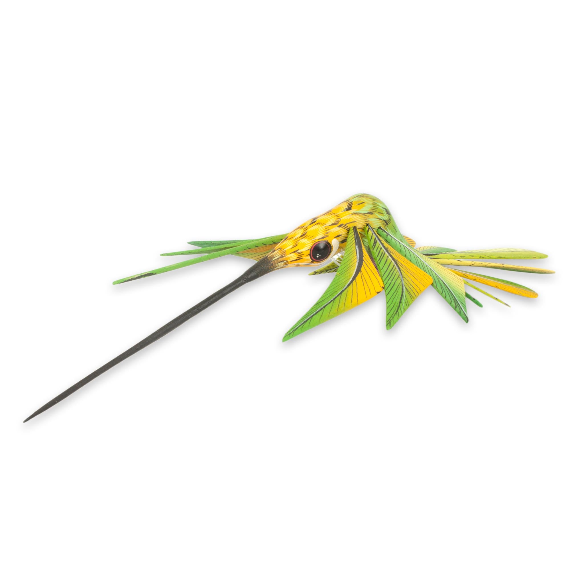 Premium Handcrafted Green Hummingbird Alebrije Sculpture - Unique Oaxacan Folk Art