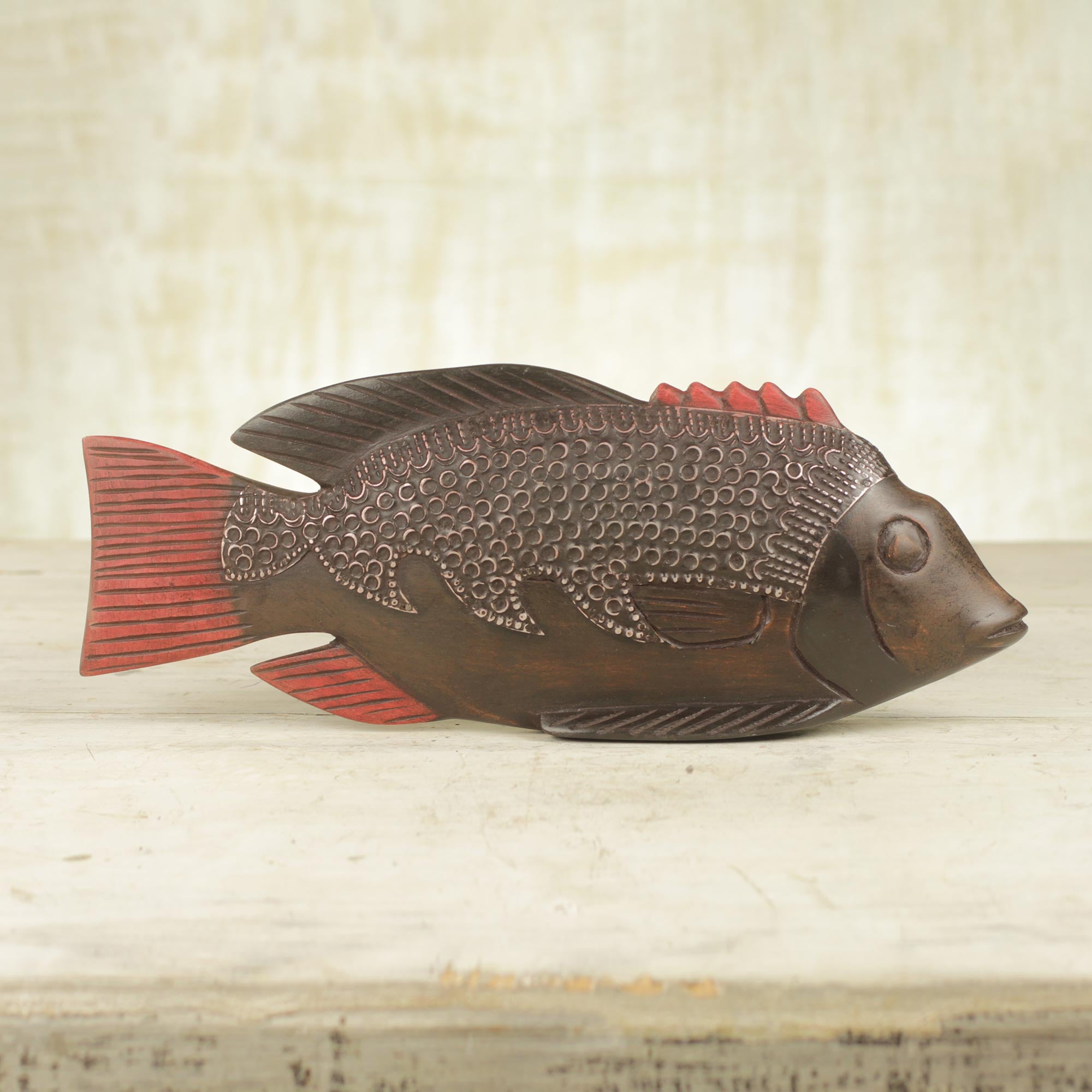 Premium Ga Redfish Sculpture: Handcrafted African Art by Anna Yawson