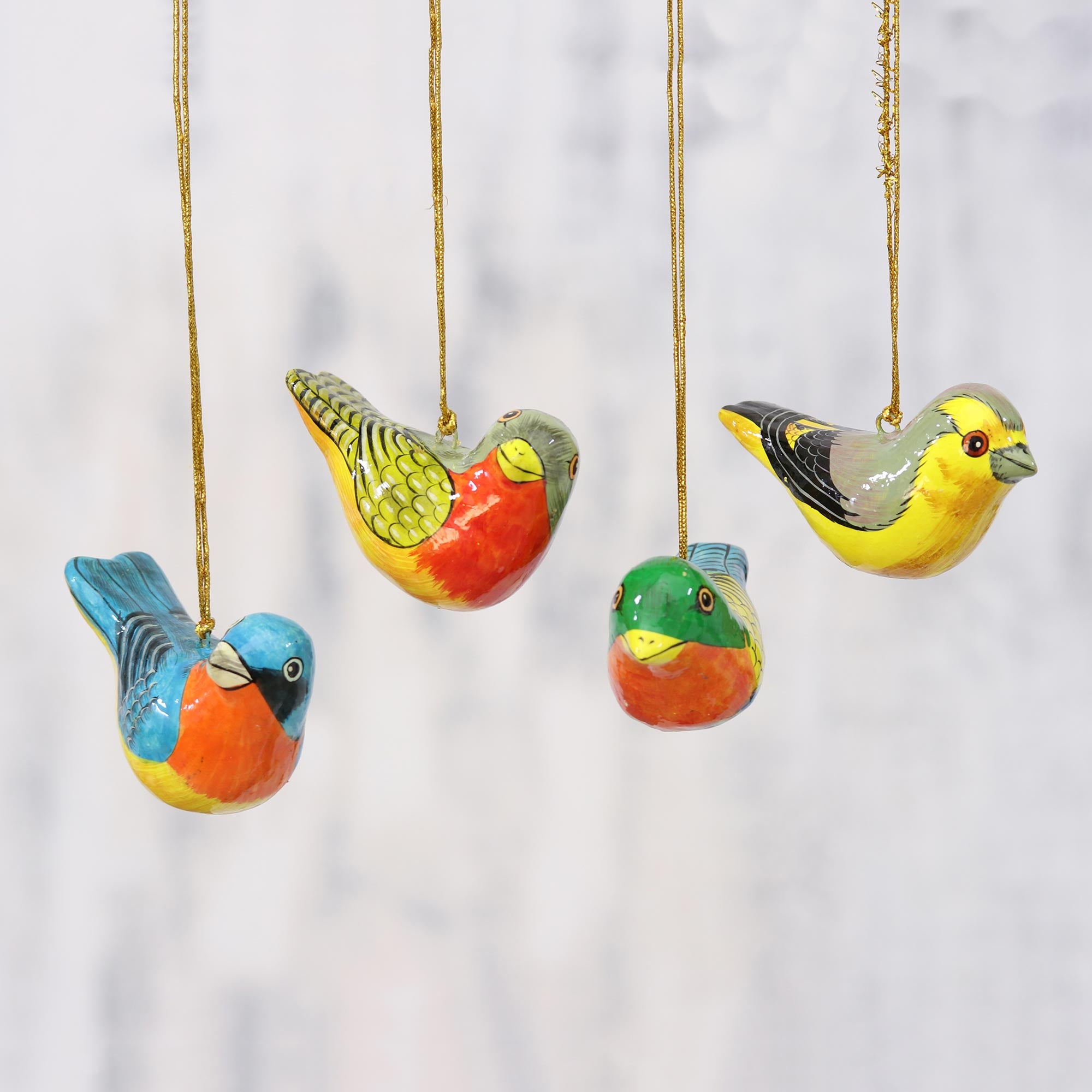 Premium Handcrafted Papier Mache Sparrow Ornaments – Vibrant Indian Artistry