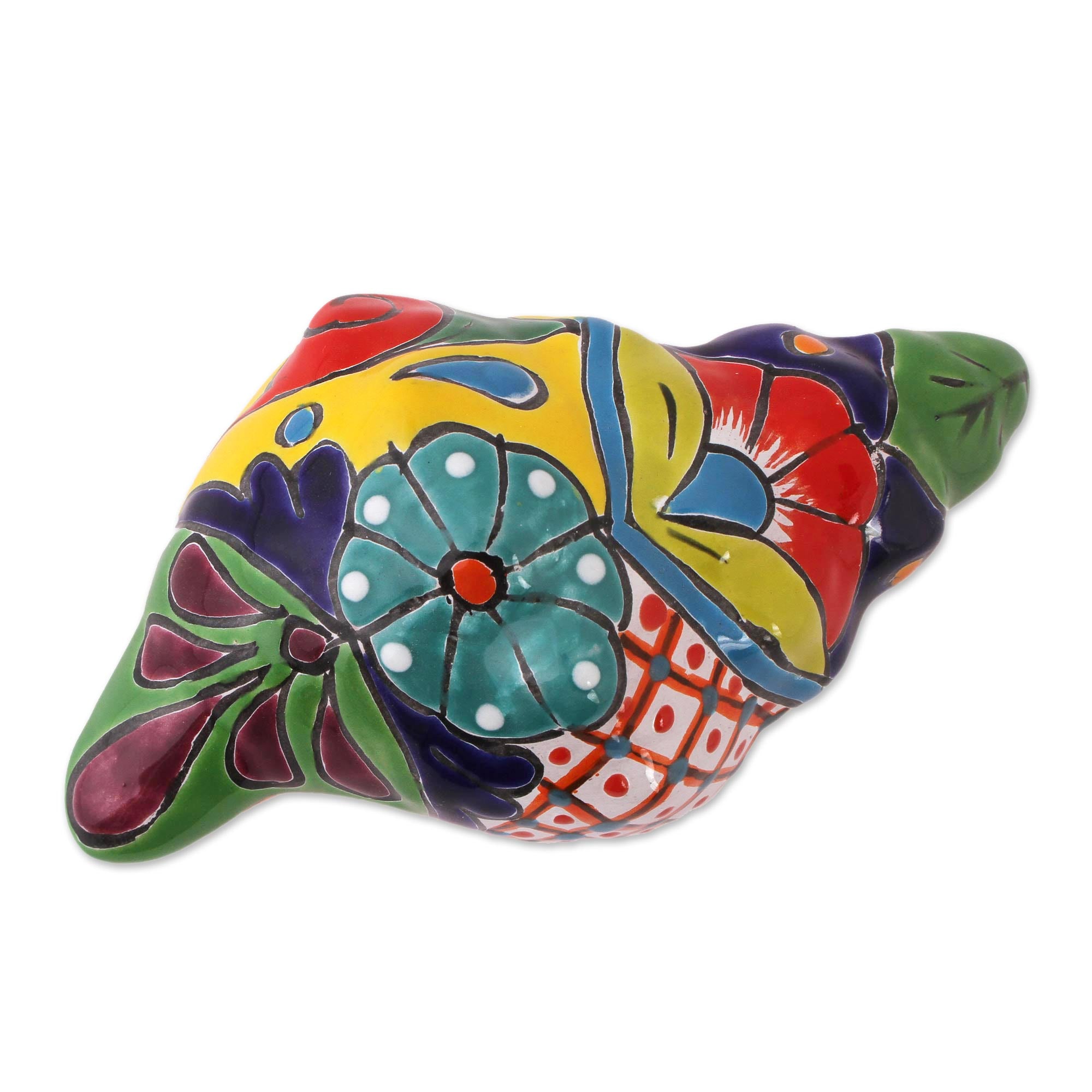 Premium Talavera Ceramic Conch Sculpture - Handcrafted Wall Art from Mexico