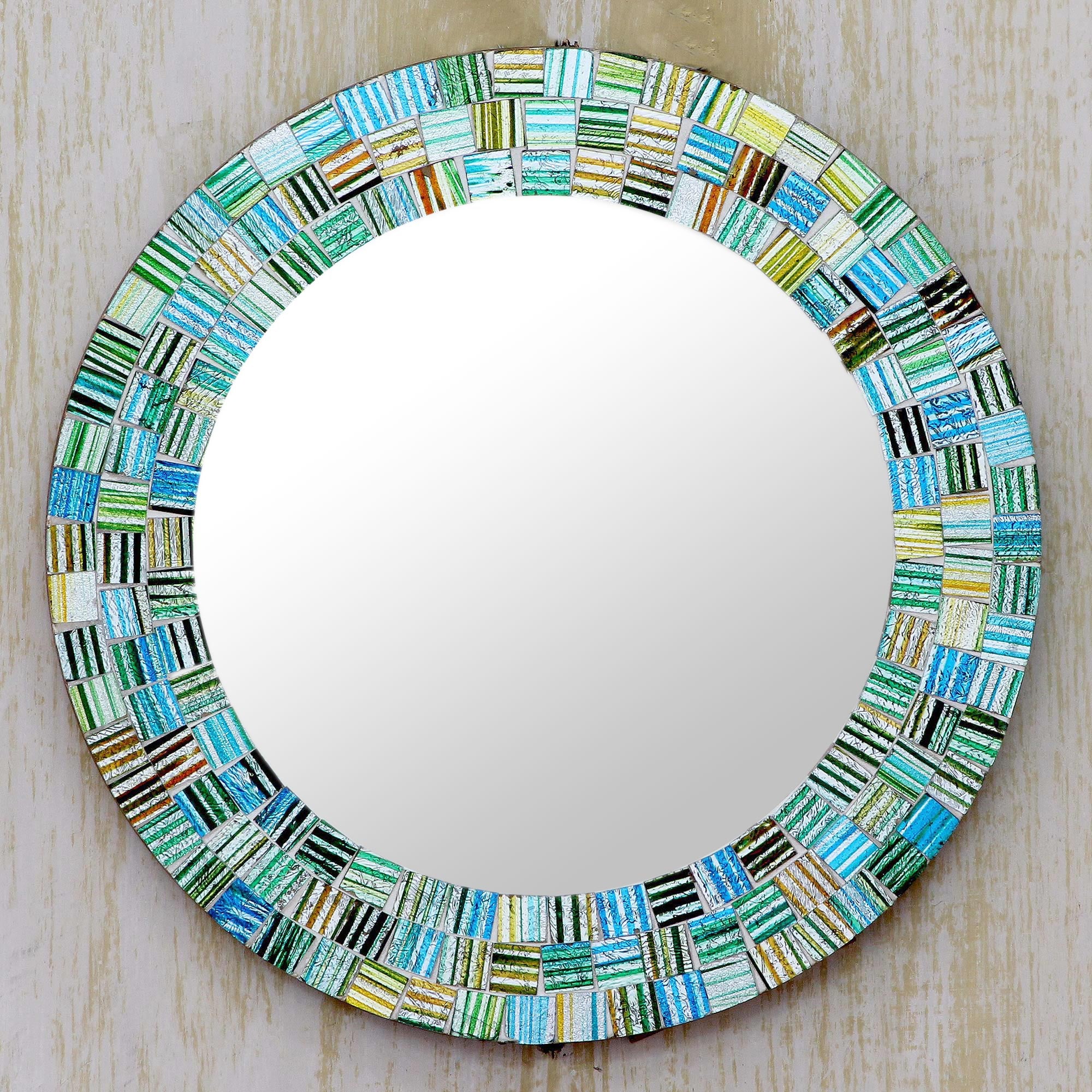 Premium Aqua Trellis Wall Mirror - Handcrafted Elegance