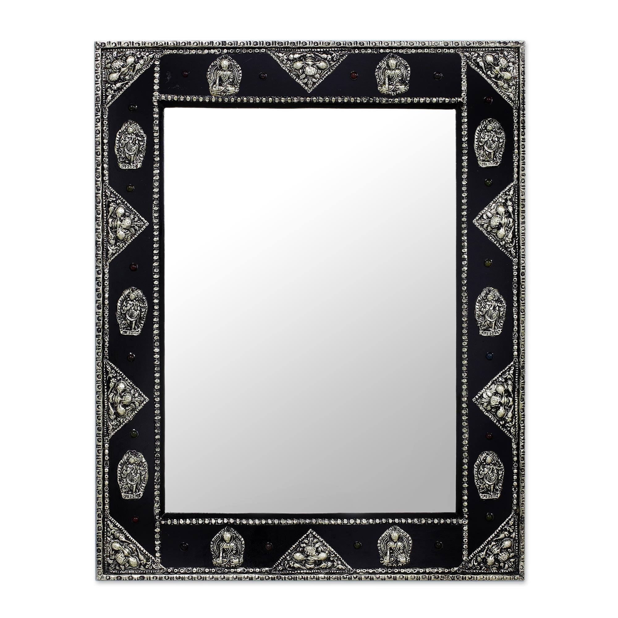 Premium Tranquility Handcrafted Brass & Wood Wall Mirror