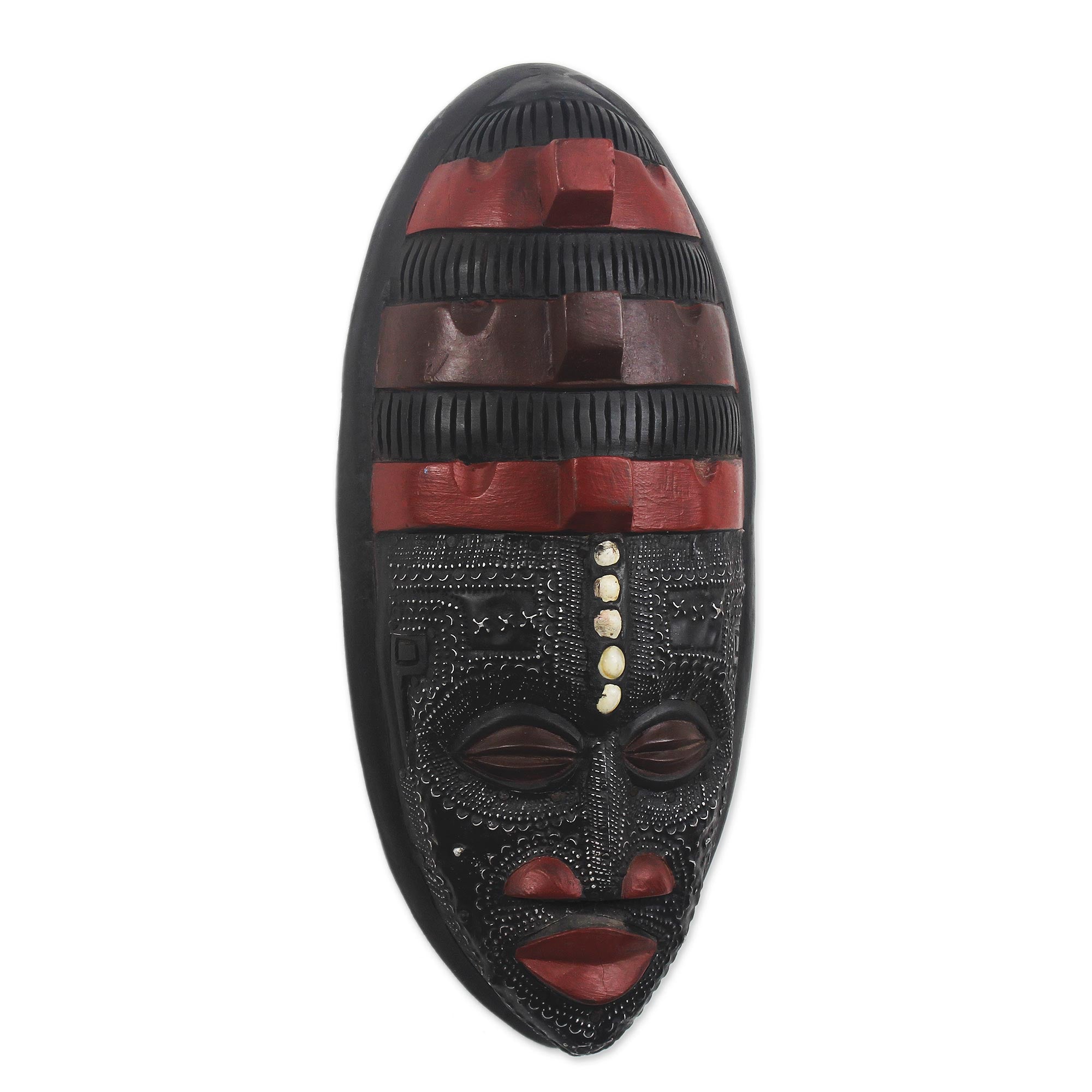 Premium Akan Blessing African Wood Mask - Handcrafted Artistry