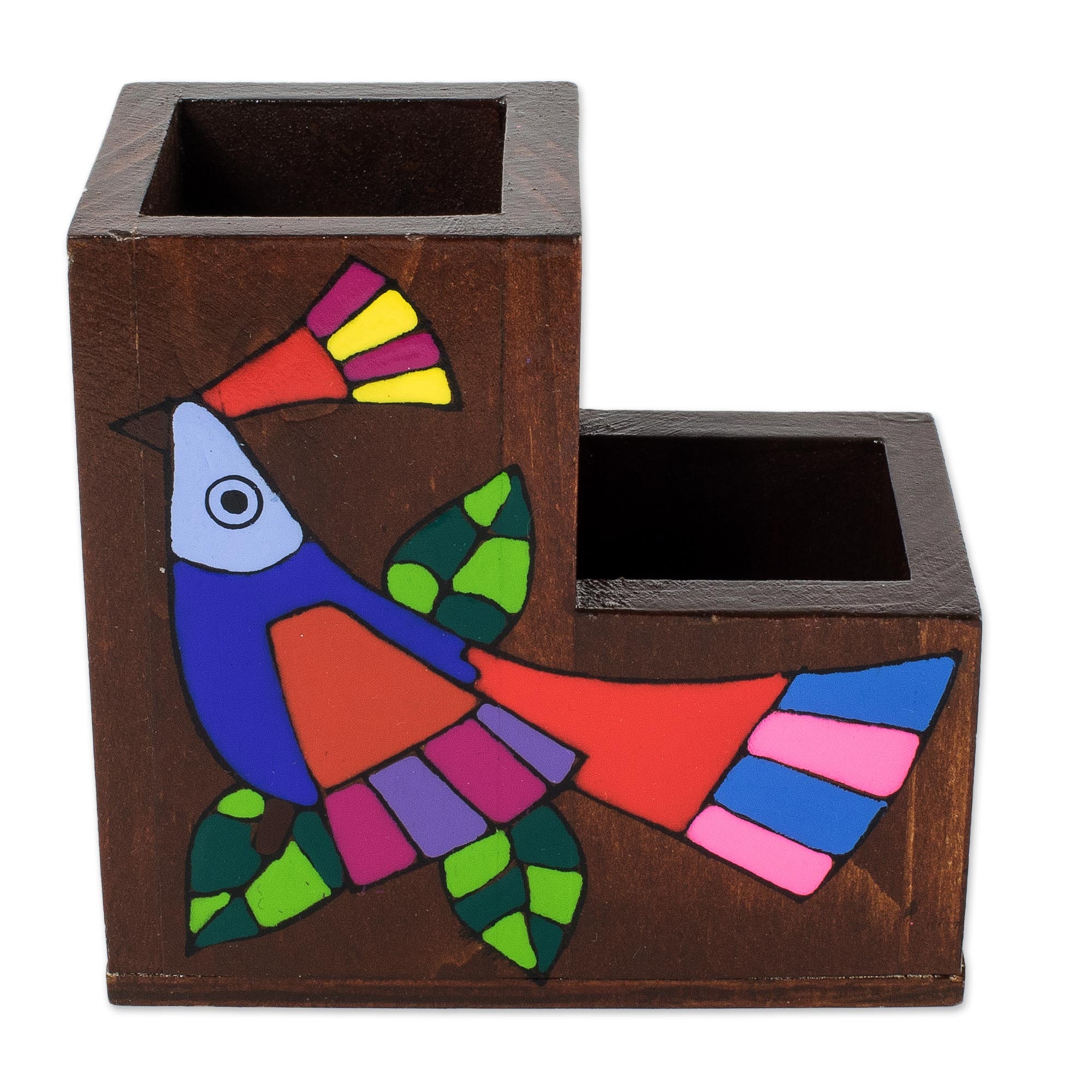 Premium Hand-Painted Pine Desk Organizer - El Salvador Artisan Craft